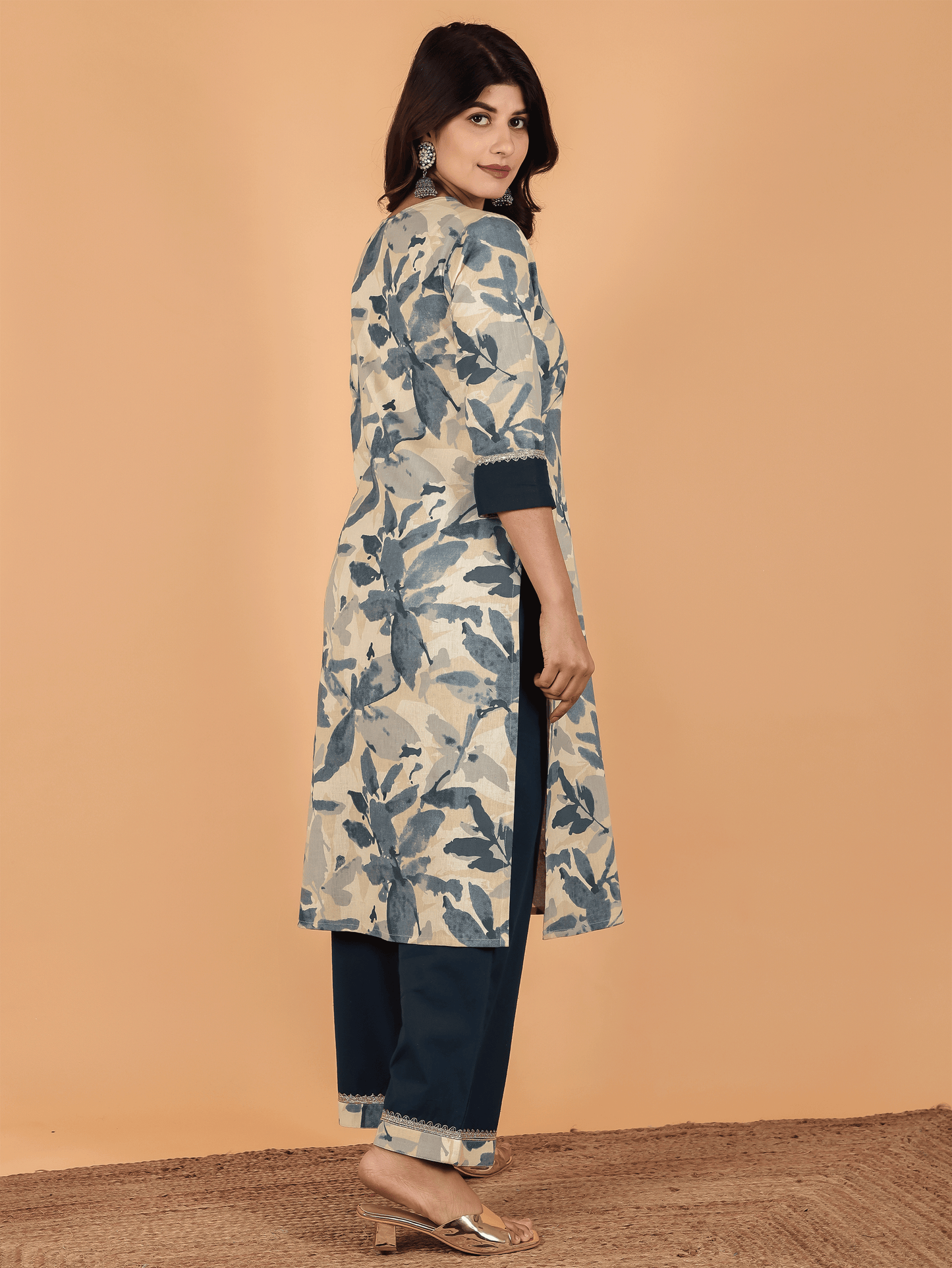 Linen Cotton Floral Kurta