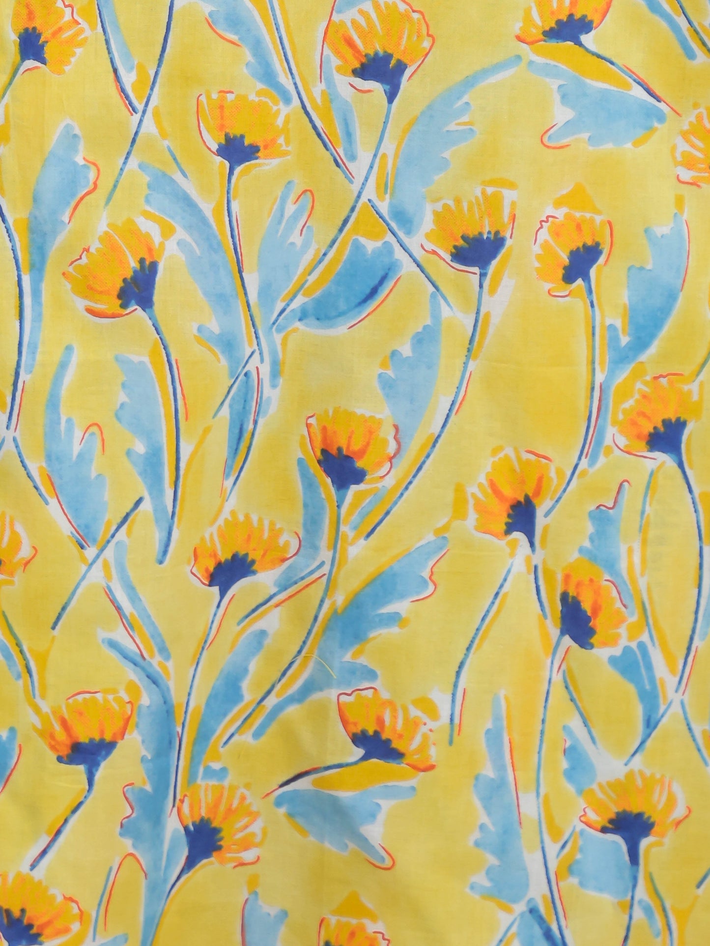 Soft Cotton Floral Straight Yellow Kurta