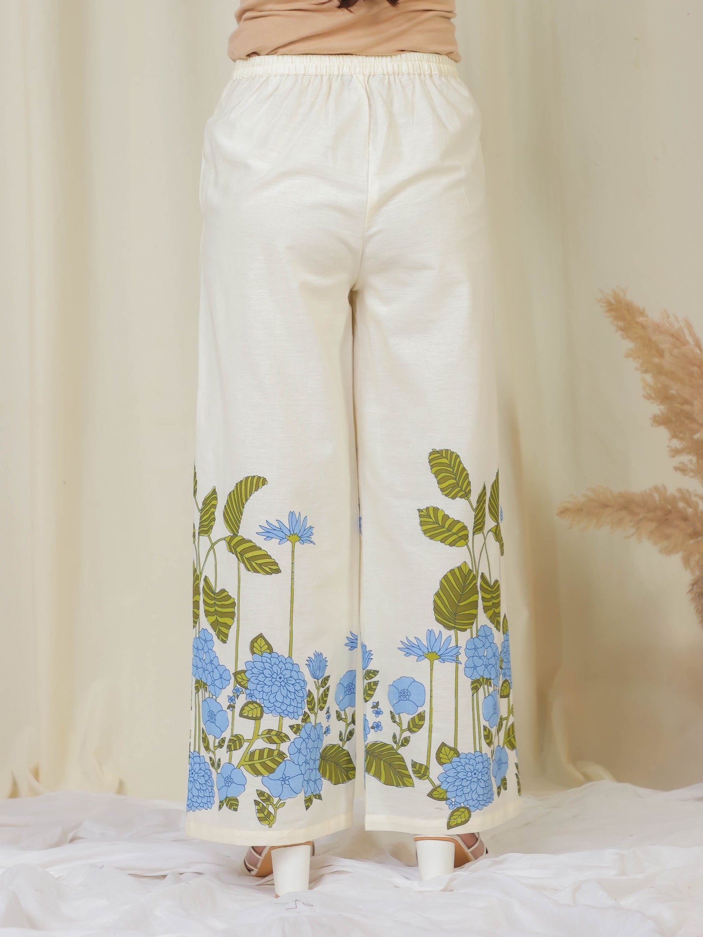 Linen Cotton Placement Print Kaftan Off White Kaftan