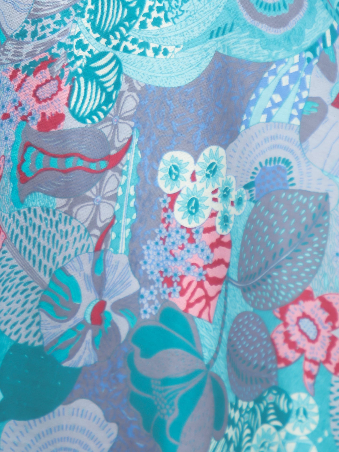 Linen Cotton Abstract Flared Multicolor Dress