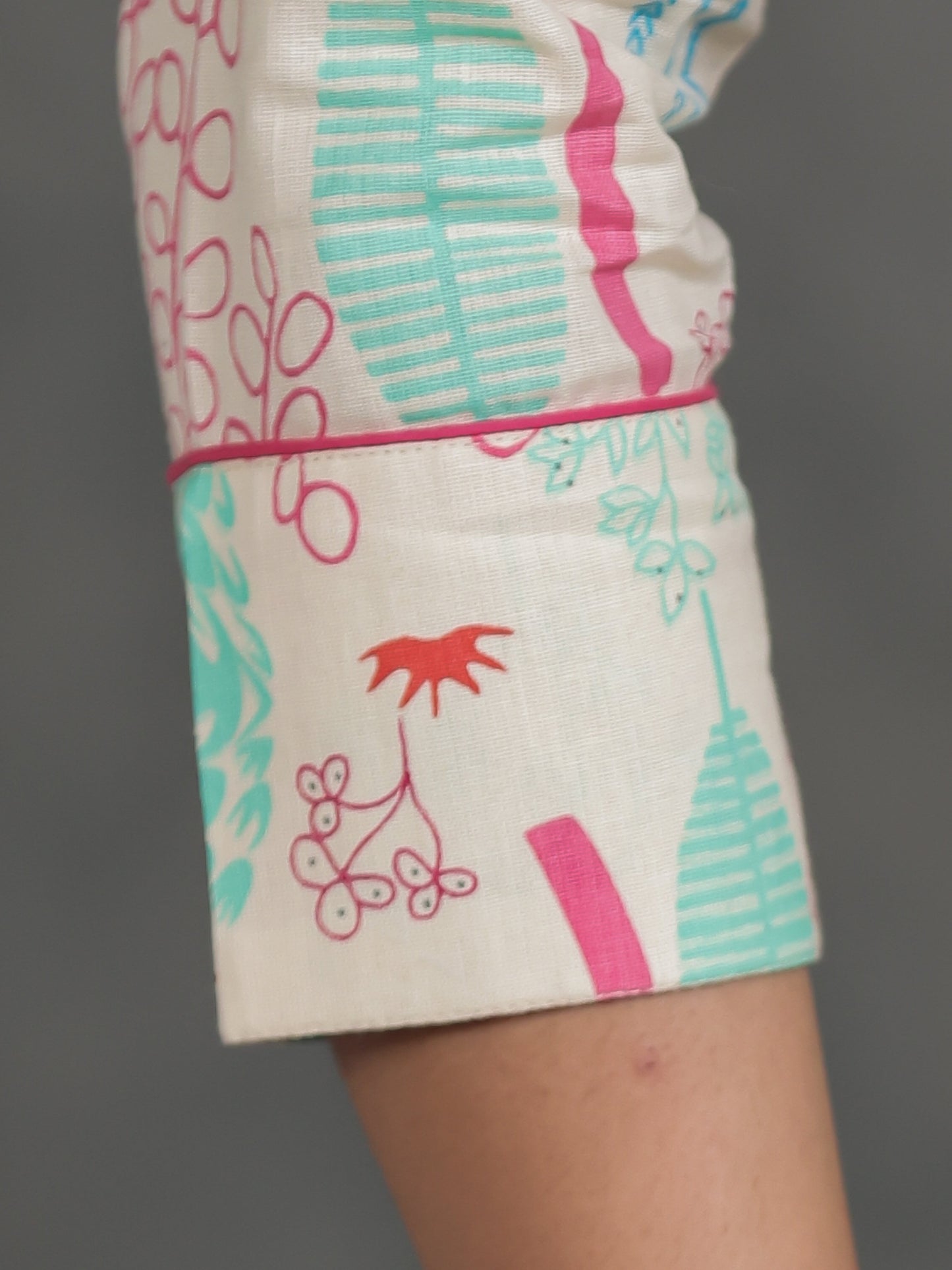 Linen Cotton Foliage High Low Off White Kurta