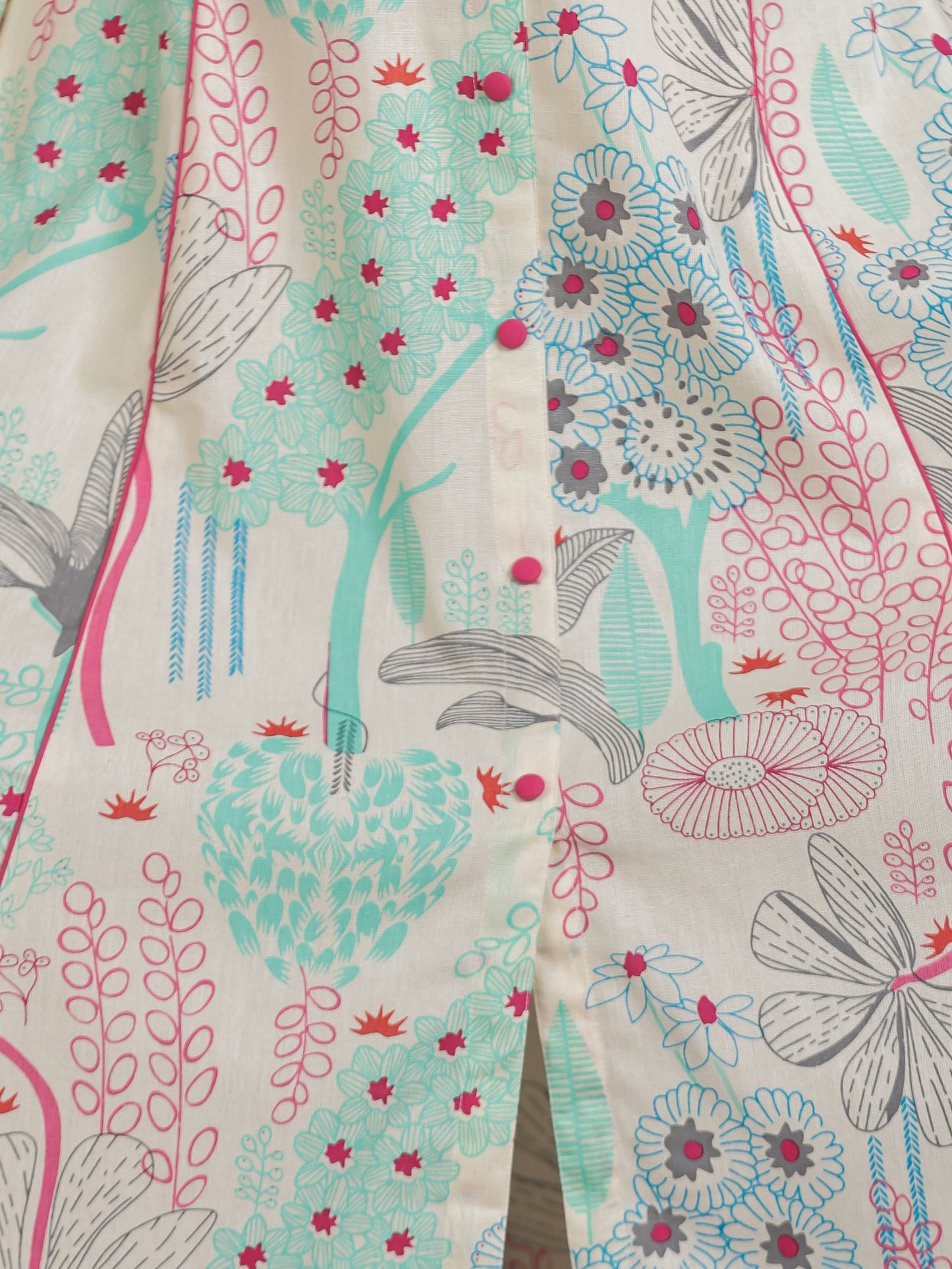 Linen Cotton Foliage High Low Off White Kurta