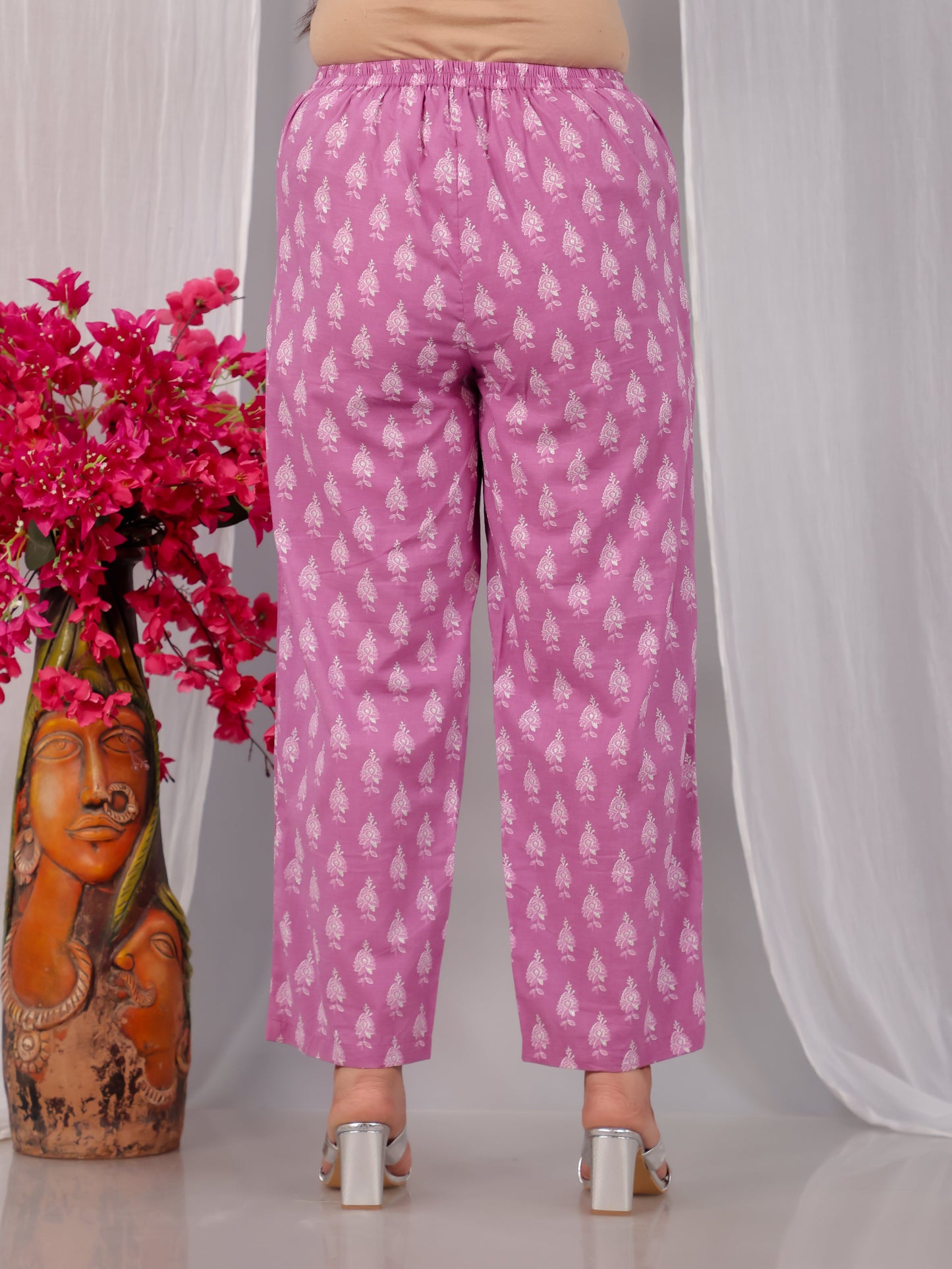 Embroidered Soft Cotton Floral Flared Pink Kurta