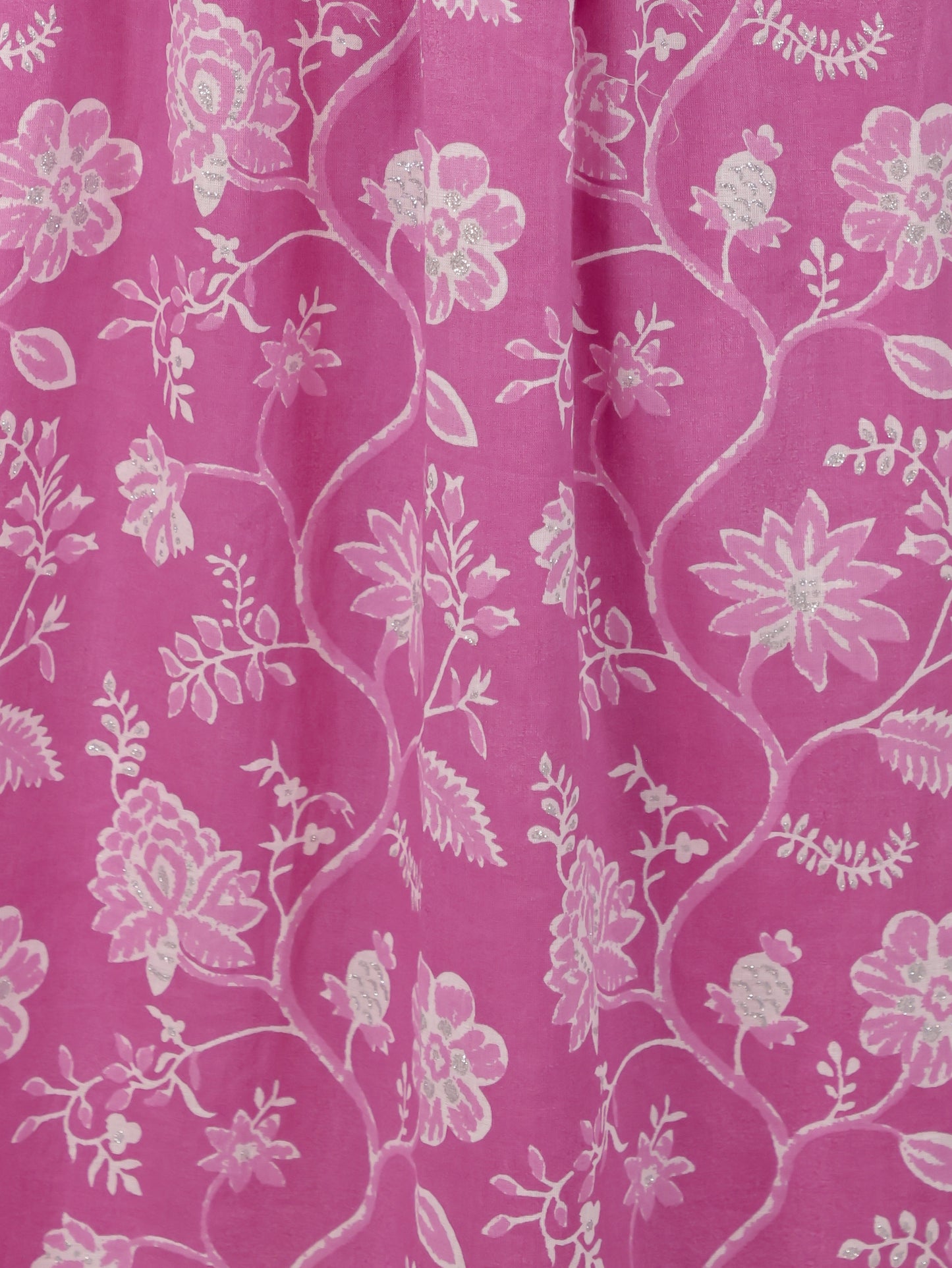 Embroidered Soft Cotton Floral Flared Pink Kurta