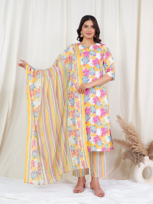 Cotton Voile Striped Multicolour Dupatta