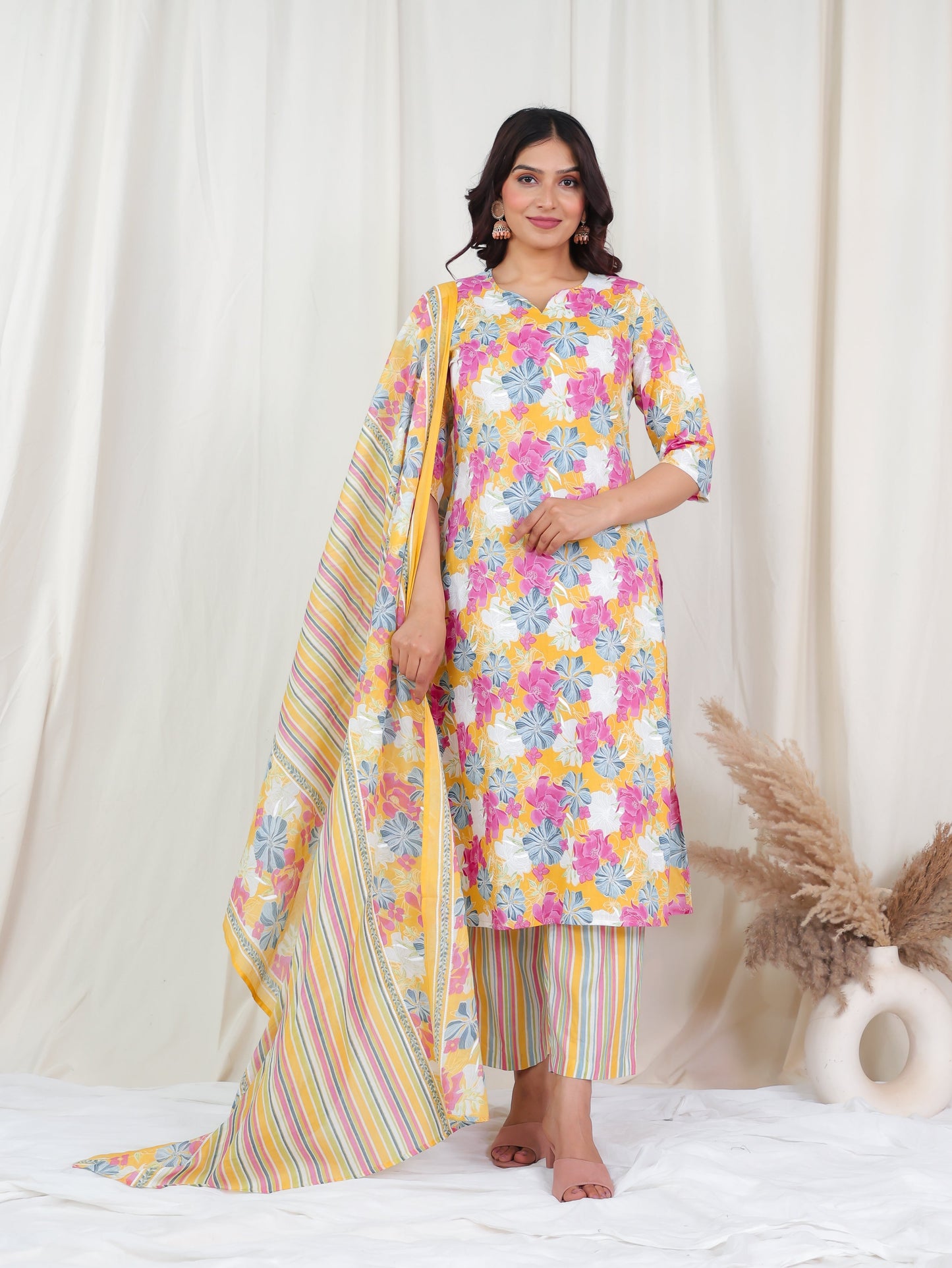 Cotton Voile Striped Multicolour Dupatta