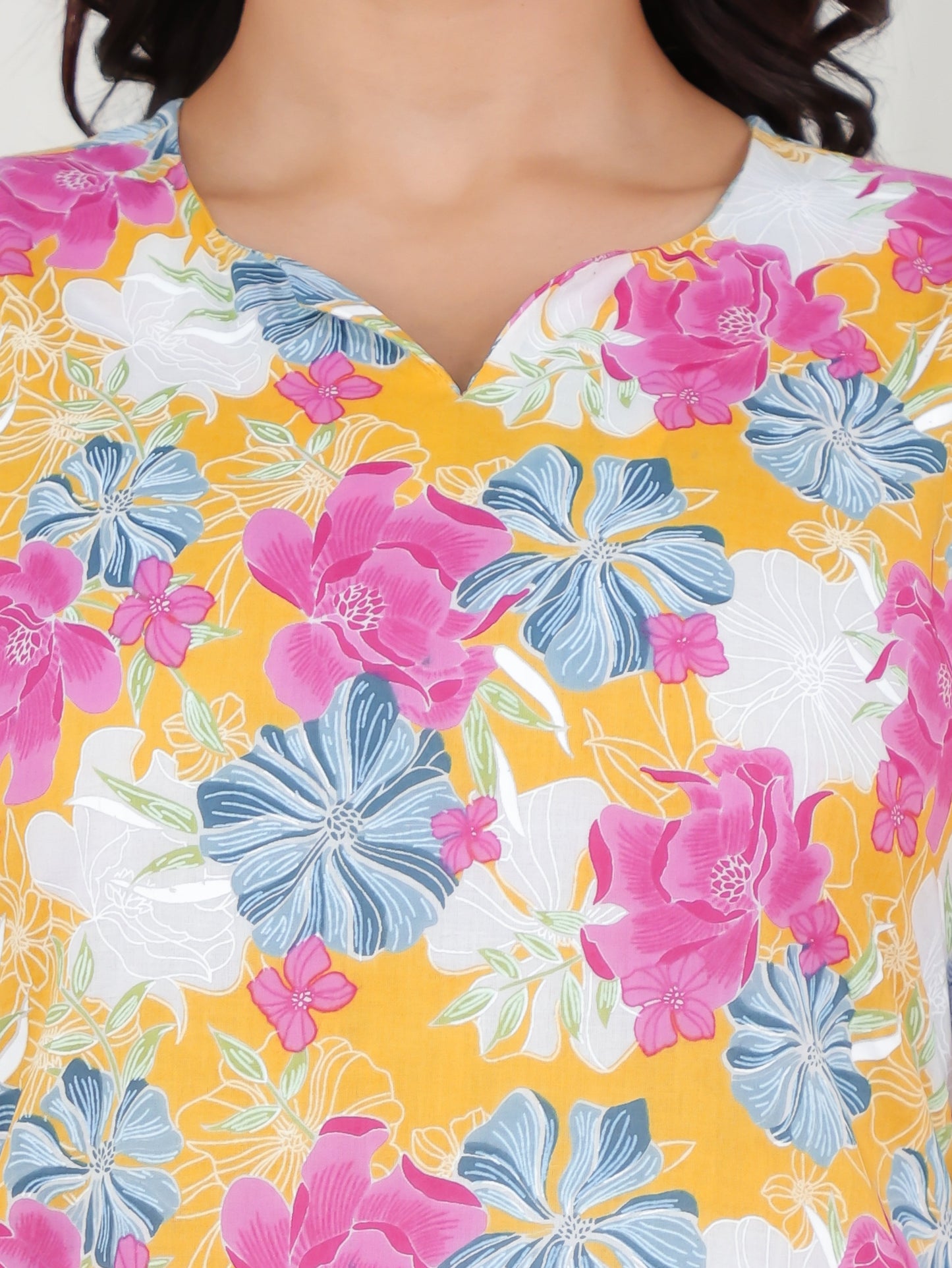Soft Cotton Floral Straight Multicolor Kurta