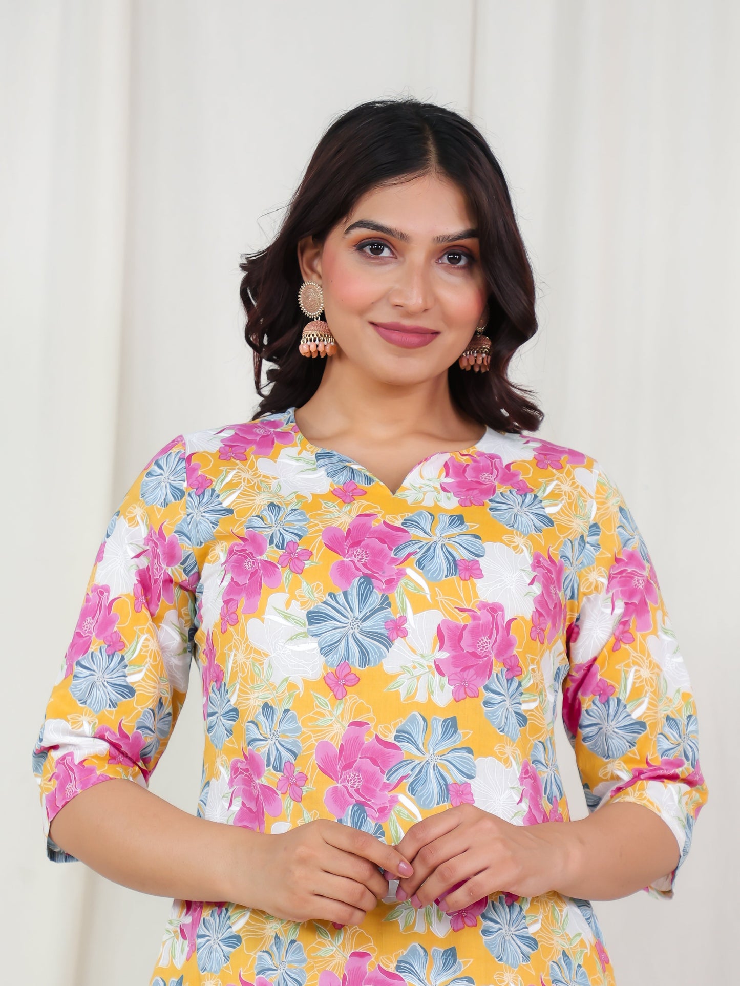 Soft Cotton Floral Straight Multicolor Kurta