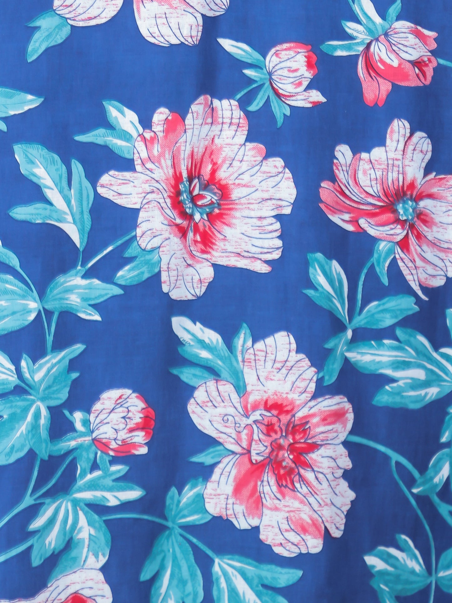Soft Cotton Floral Flared Blue Kurta