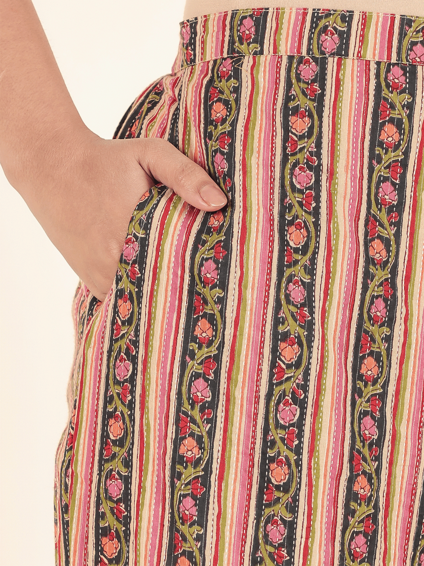 Kantha Cotton Striped Pant