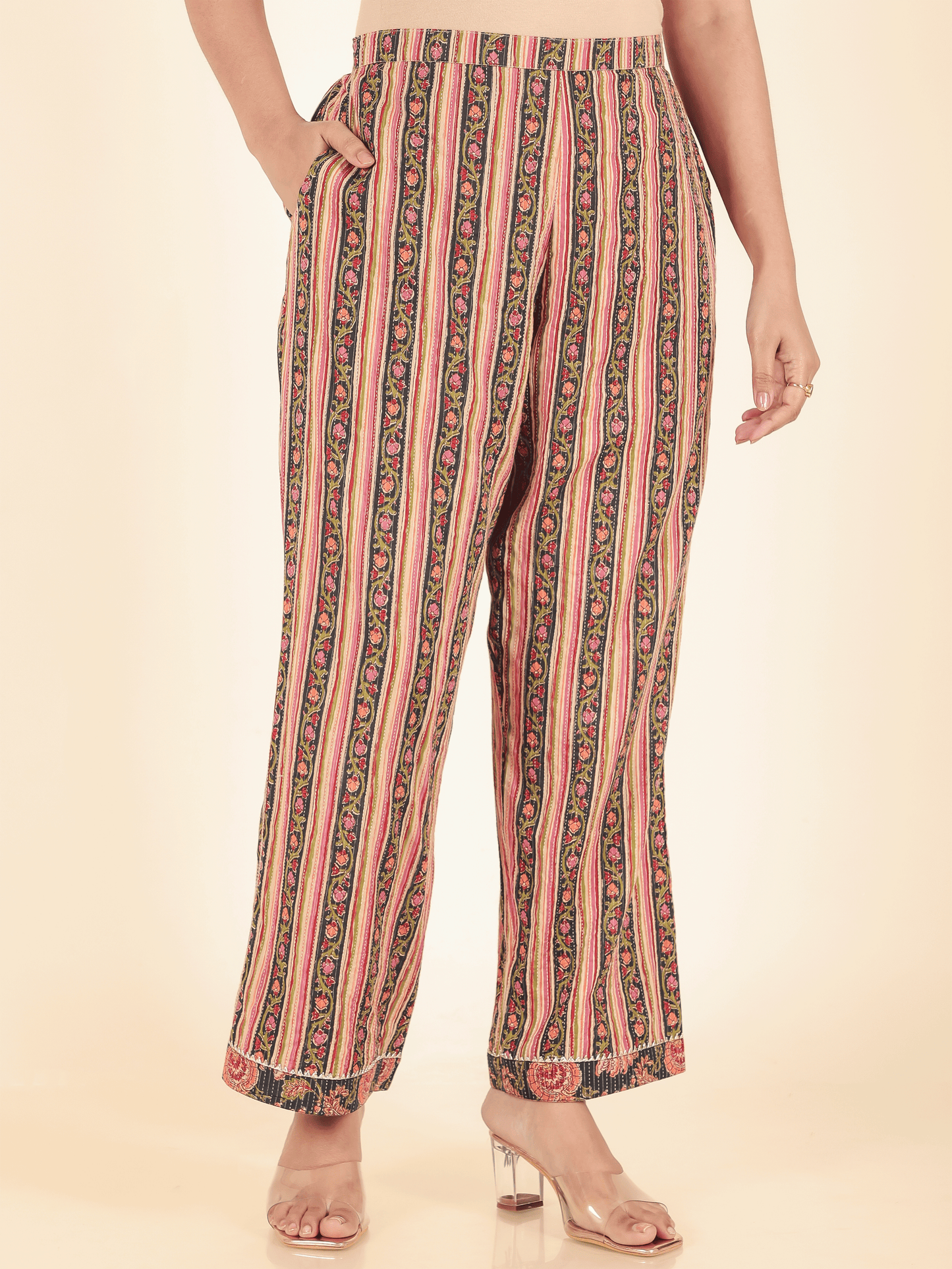 Kantha Cotton Striped Pant