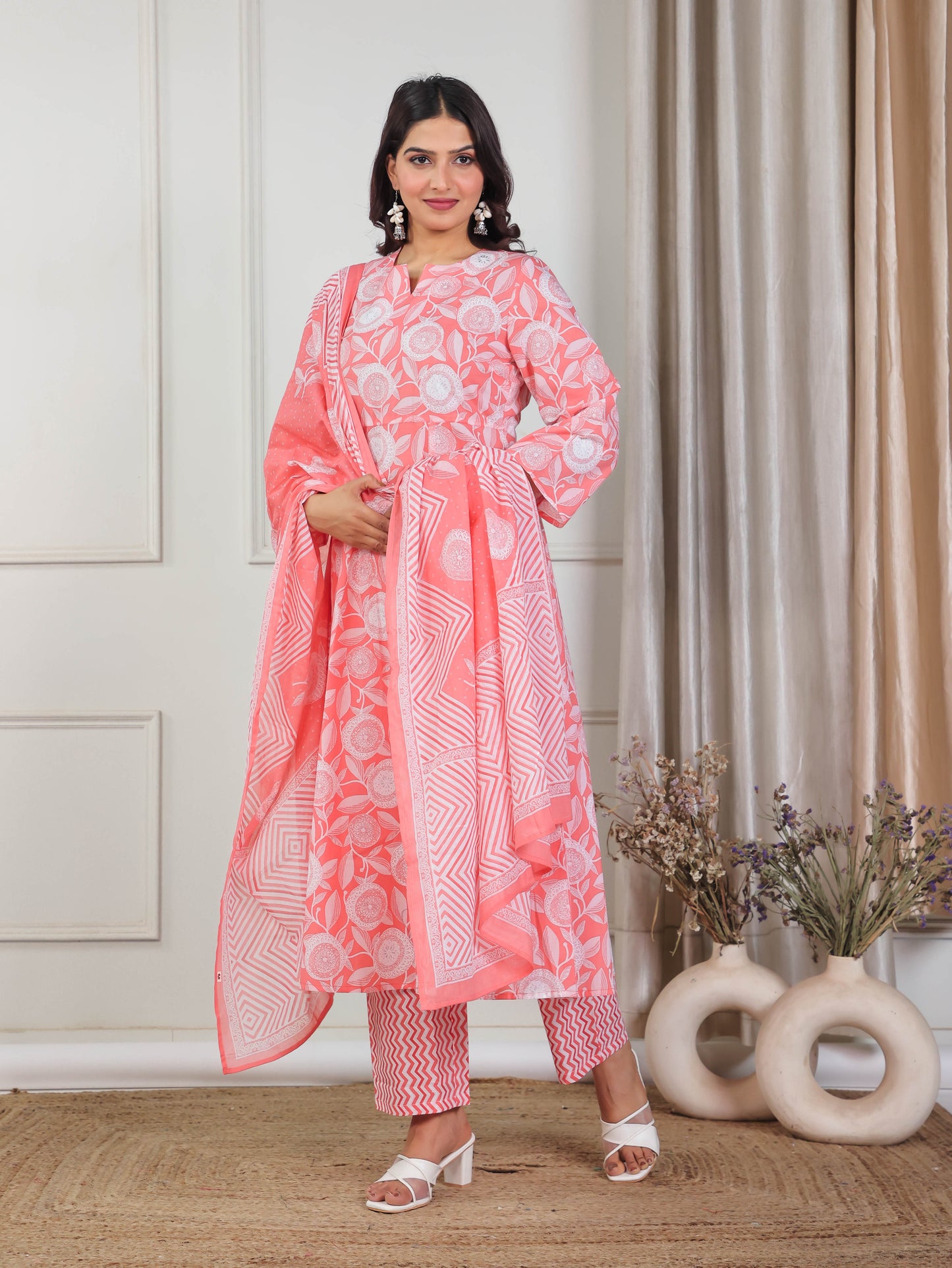 Cotton Voile Striped Pink Dupatta