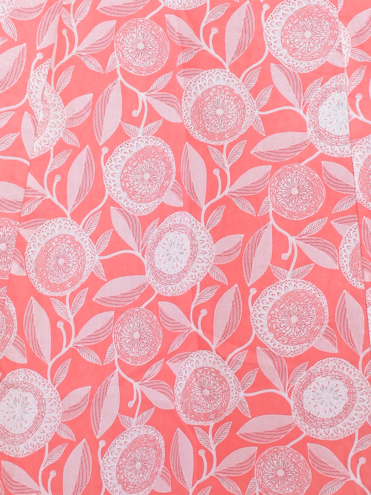 Soft Cotton Geometric Flared Pink Kurta