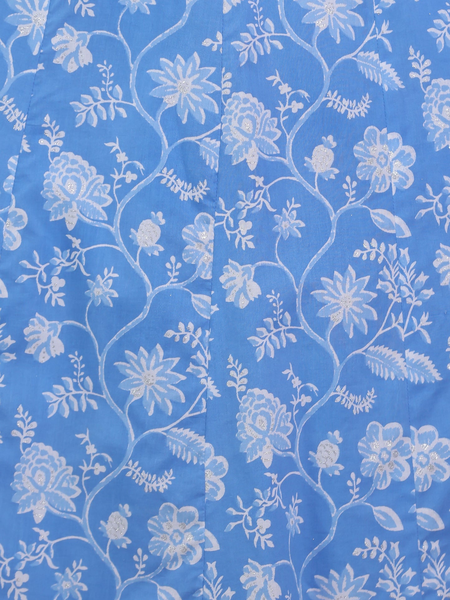 Embroidered Soft Cotton Floral Anarkali Blue Kurta