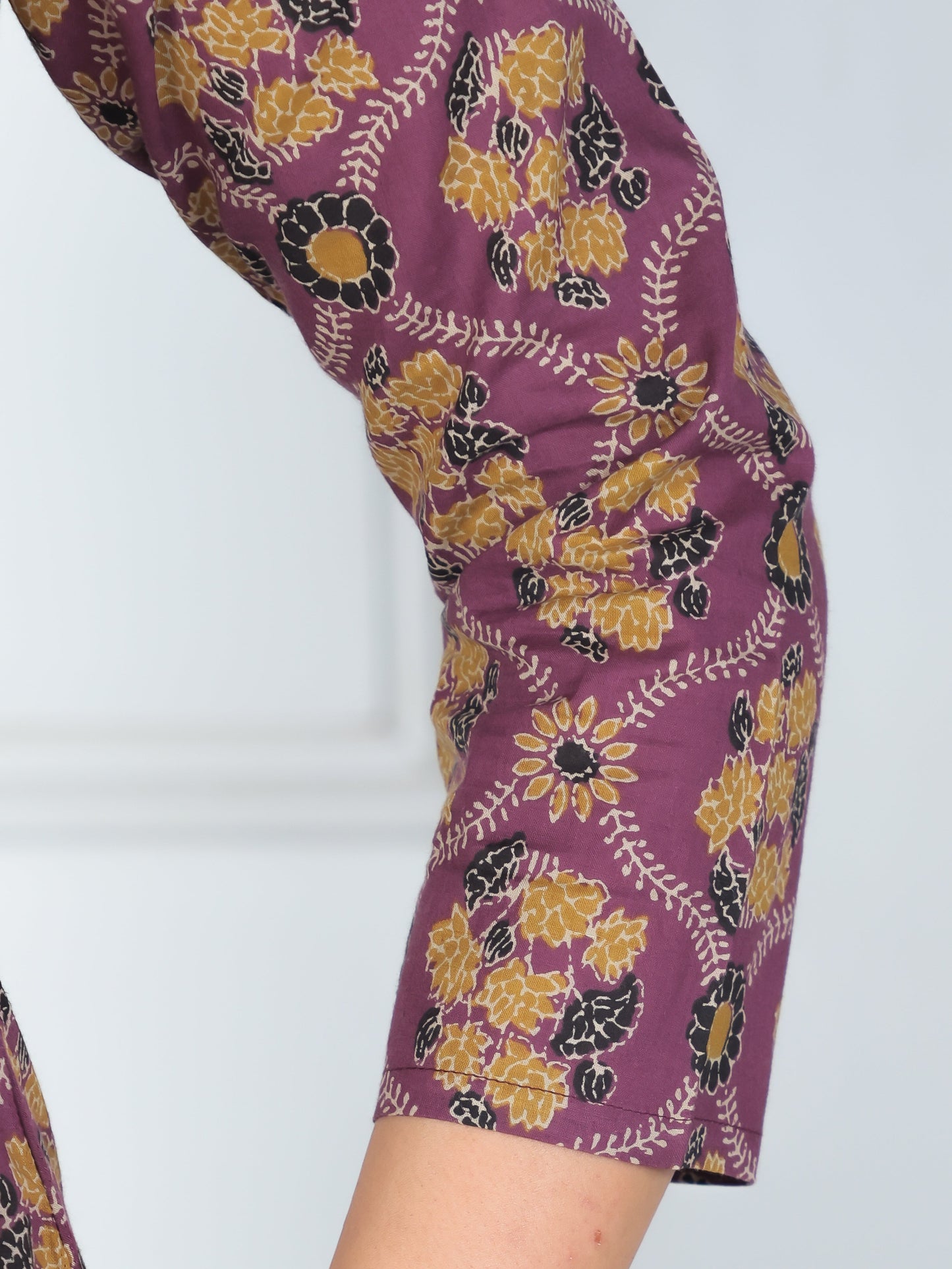 Soft Cotton Geometric High Low Purple Dress