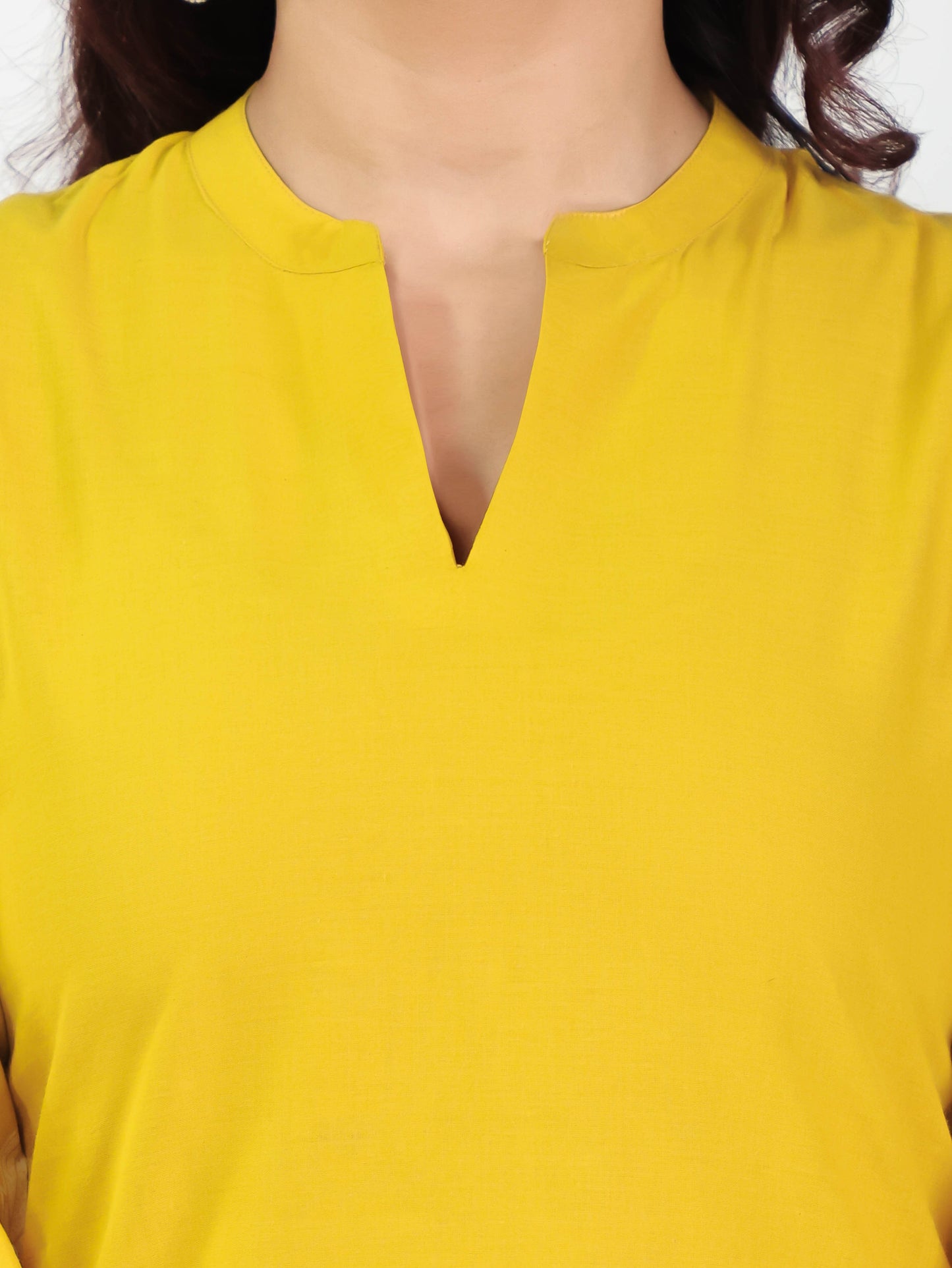 Soft Cotton Placement Print Straight Yellow Kurta