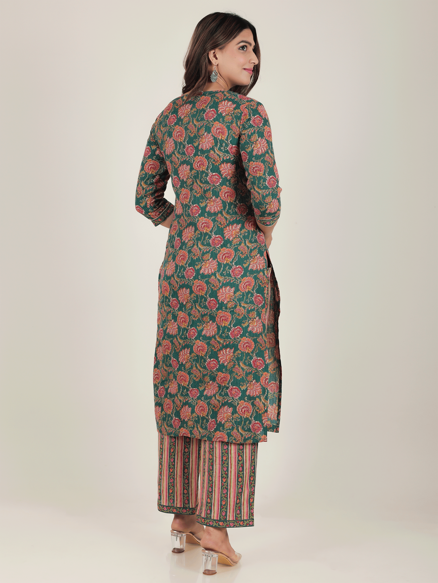 Kantha Cotton Floral Kurta