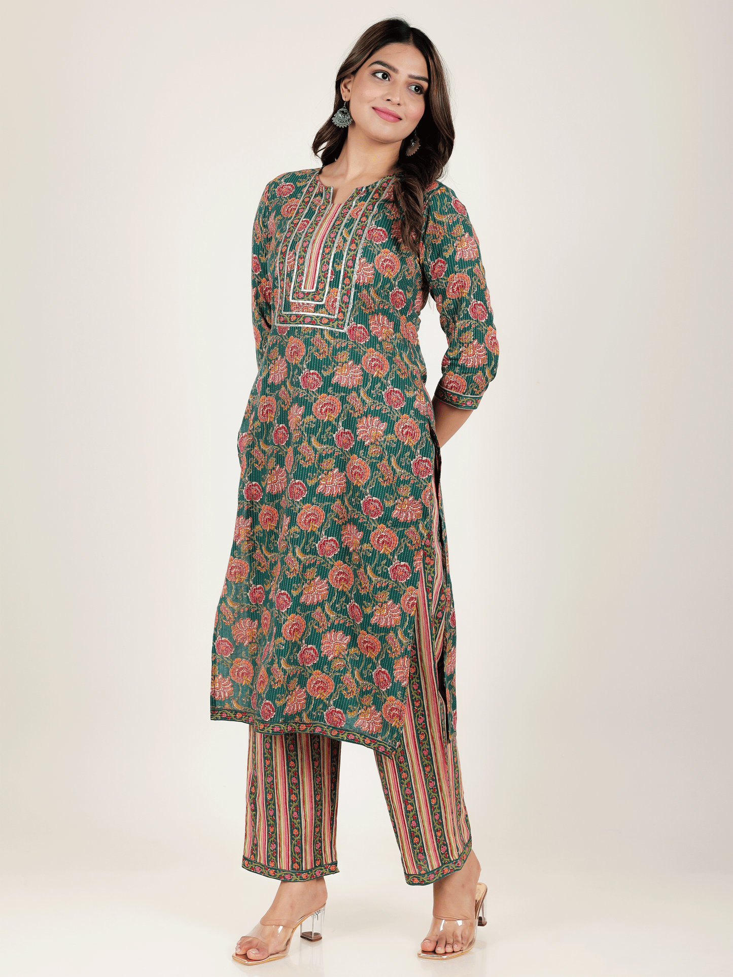 Kantha Cotton Floral Kurta