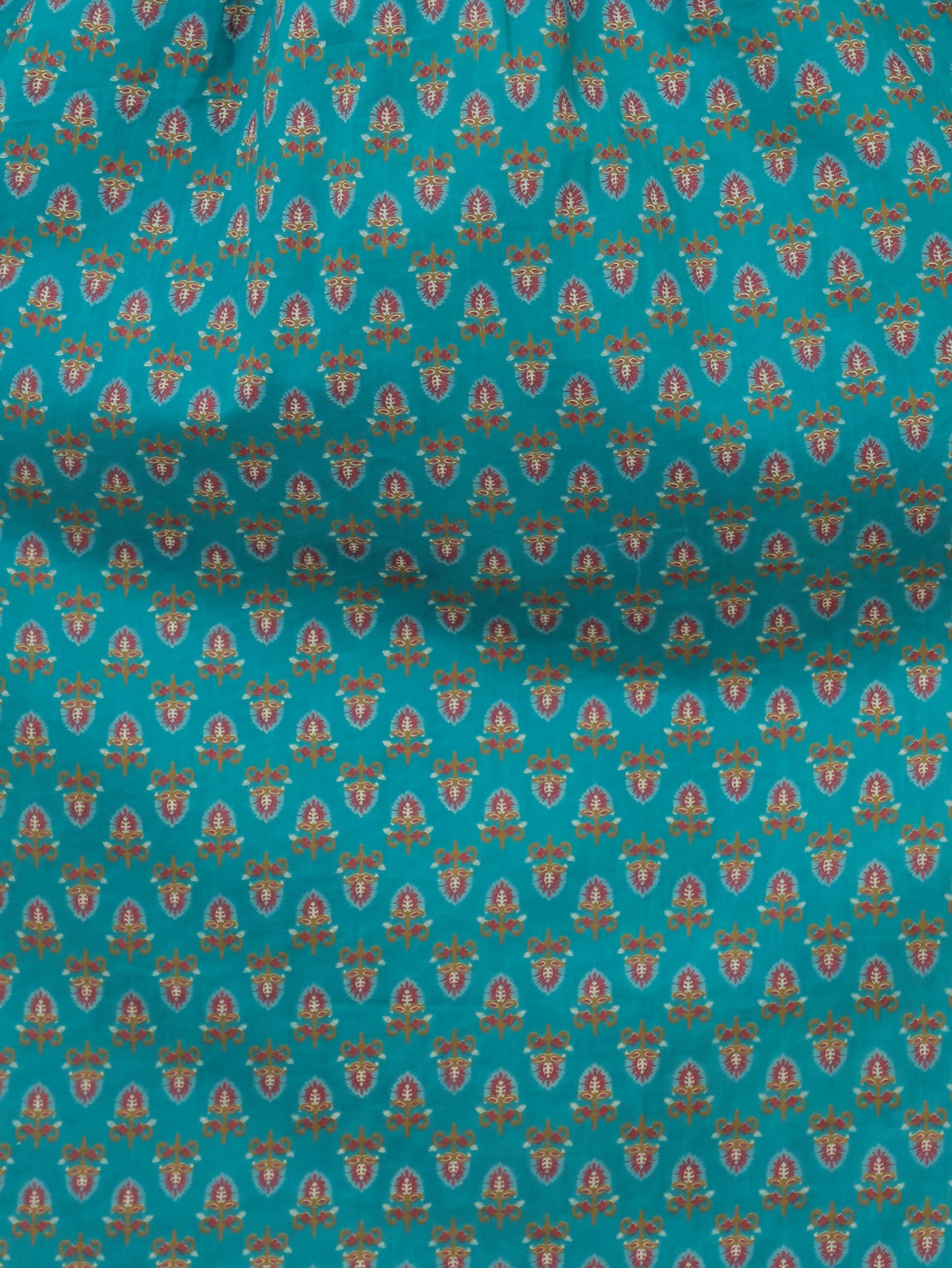 Soft Cotton Block Print A-line Teal Kurta
