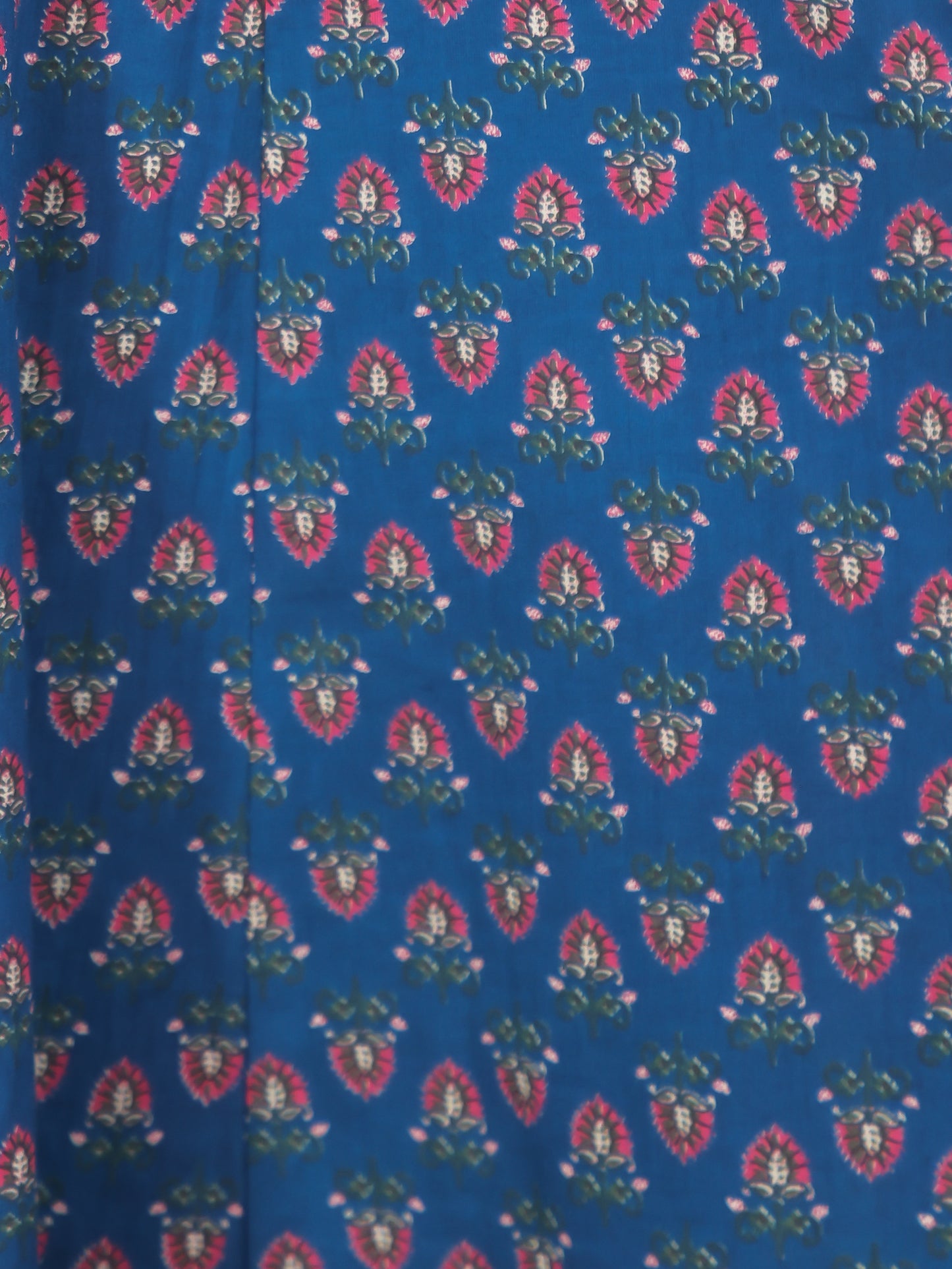 Embroidered Soft Cotton Floral Angrakha Blue Kurta
