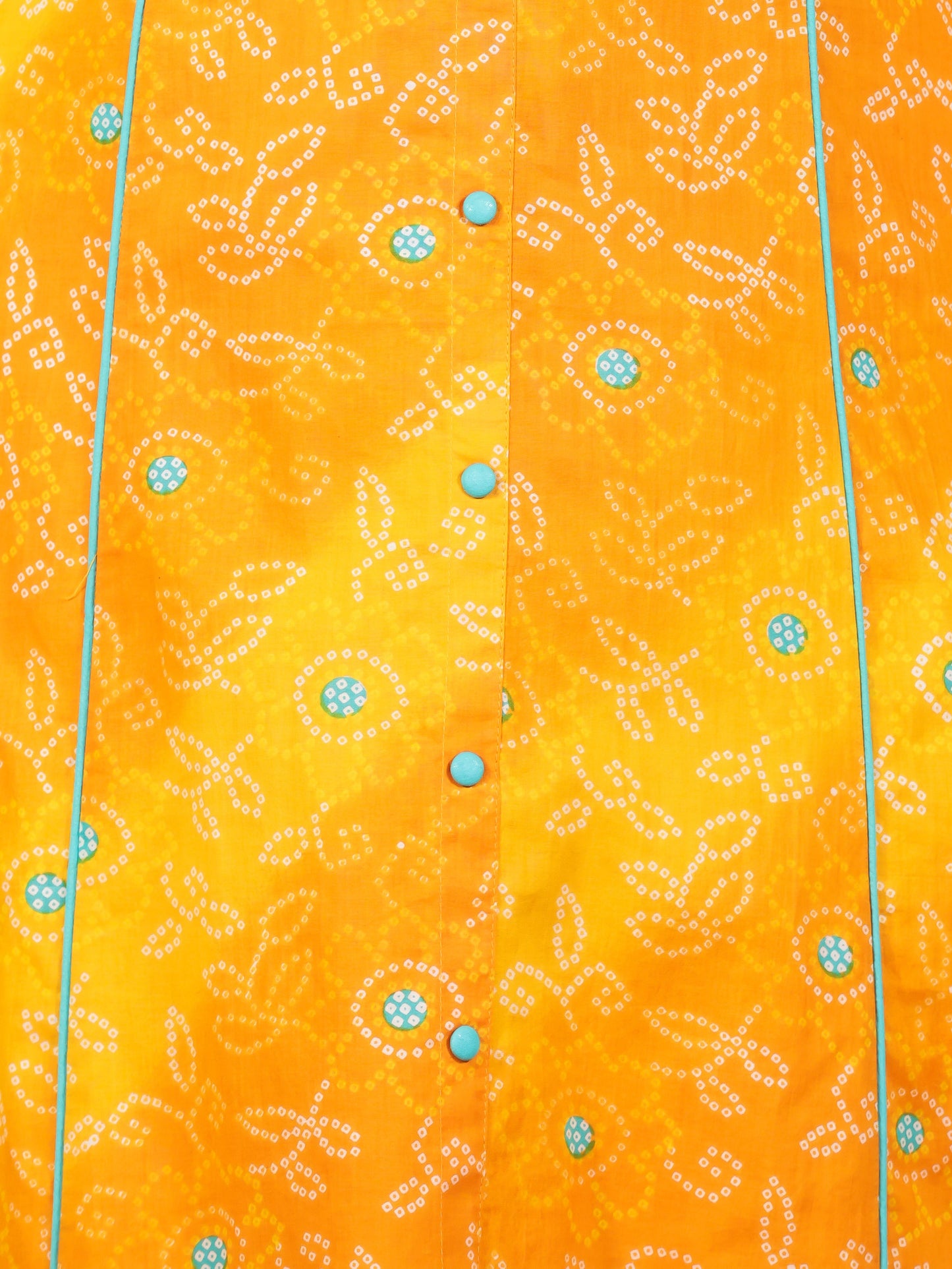 Soft Cotton Bandhani Flared Yellow Kurta
