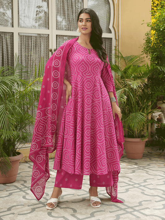 Cotton Voile Bandhani Pink Dupatta