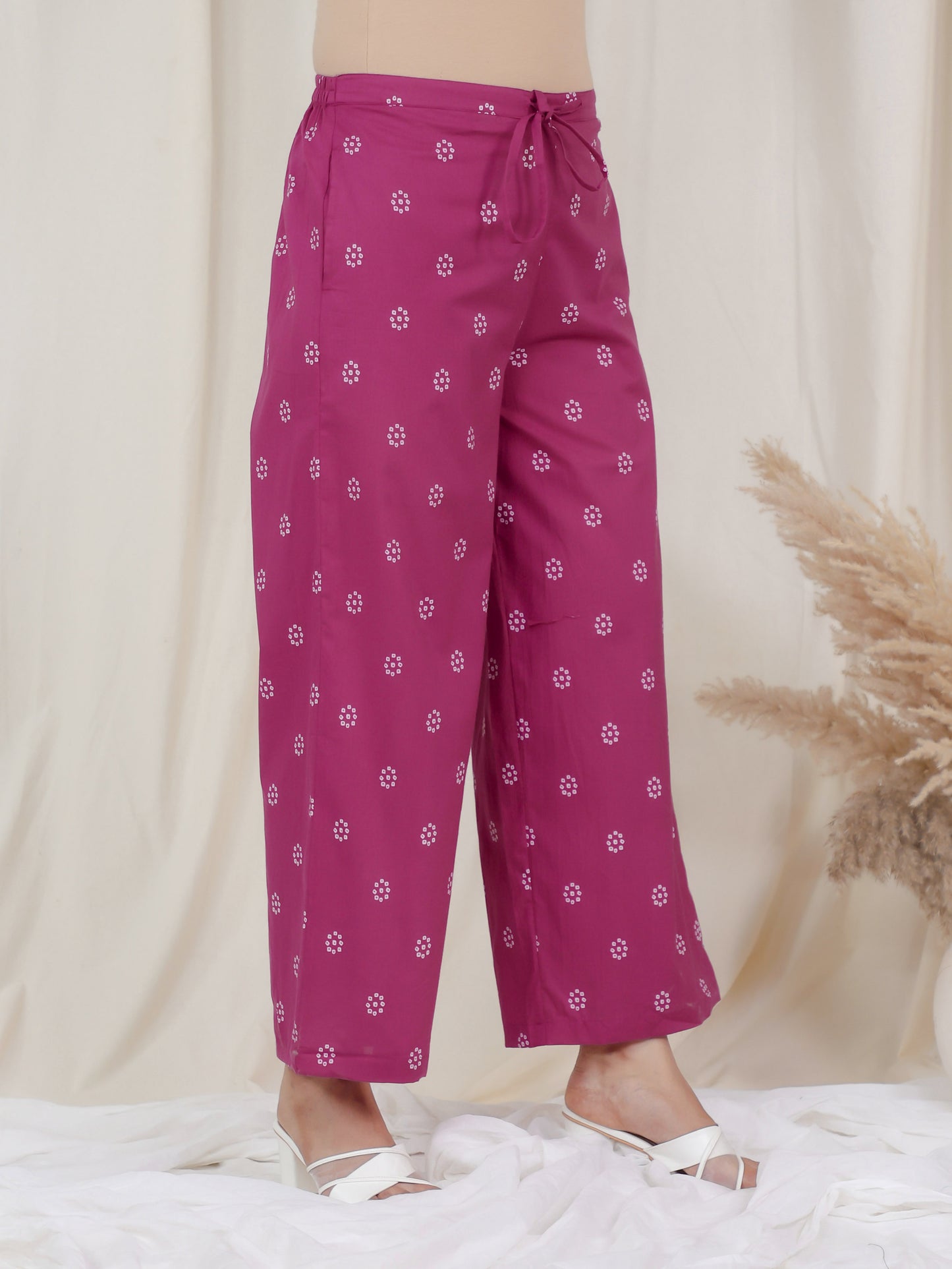 Embroidered Soft Cotton Bandhani Anarkali Pink Kurta