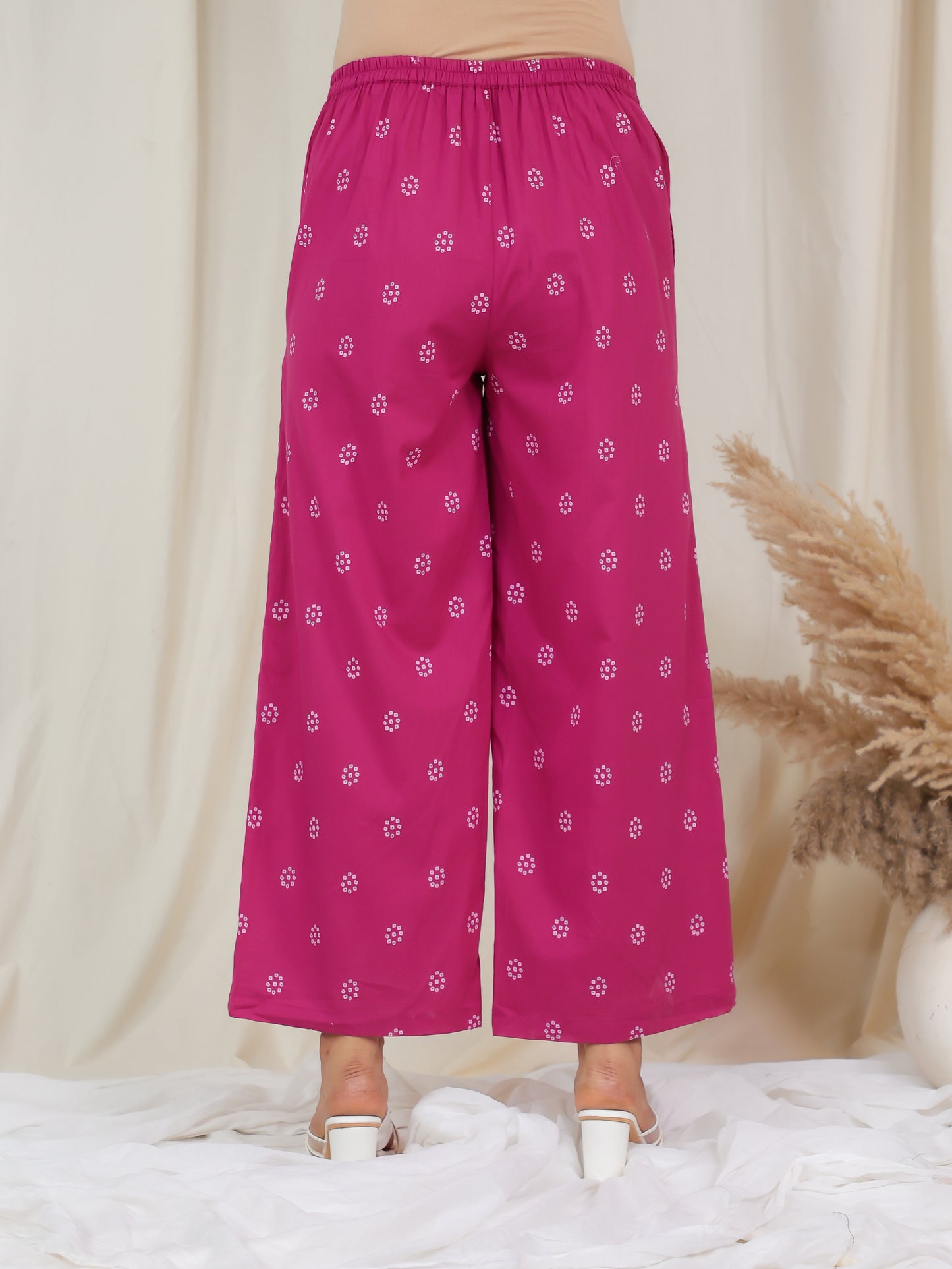 Embroidered Soft Cotton Bandhani Anarkali Pink Kurta