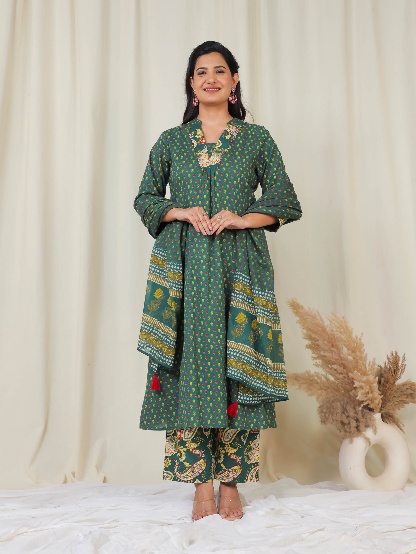 Cotton Voile Ditsy Green Dupatta