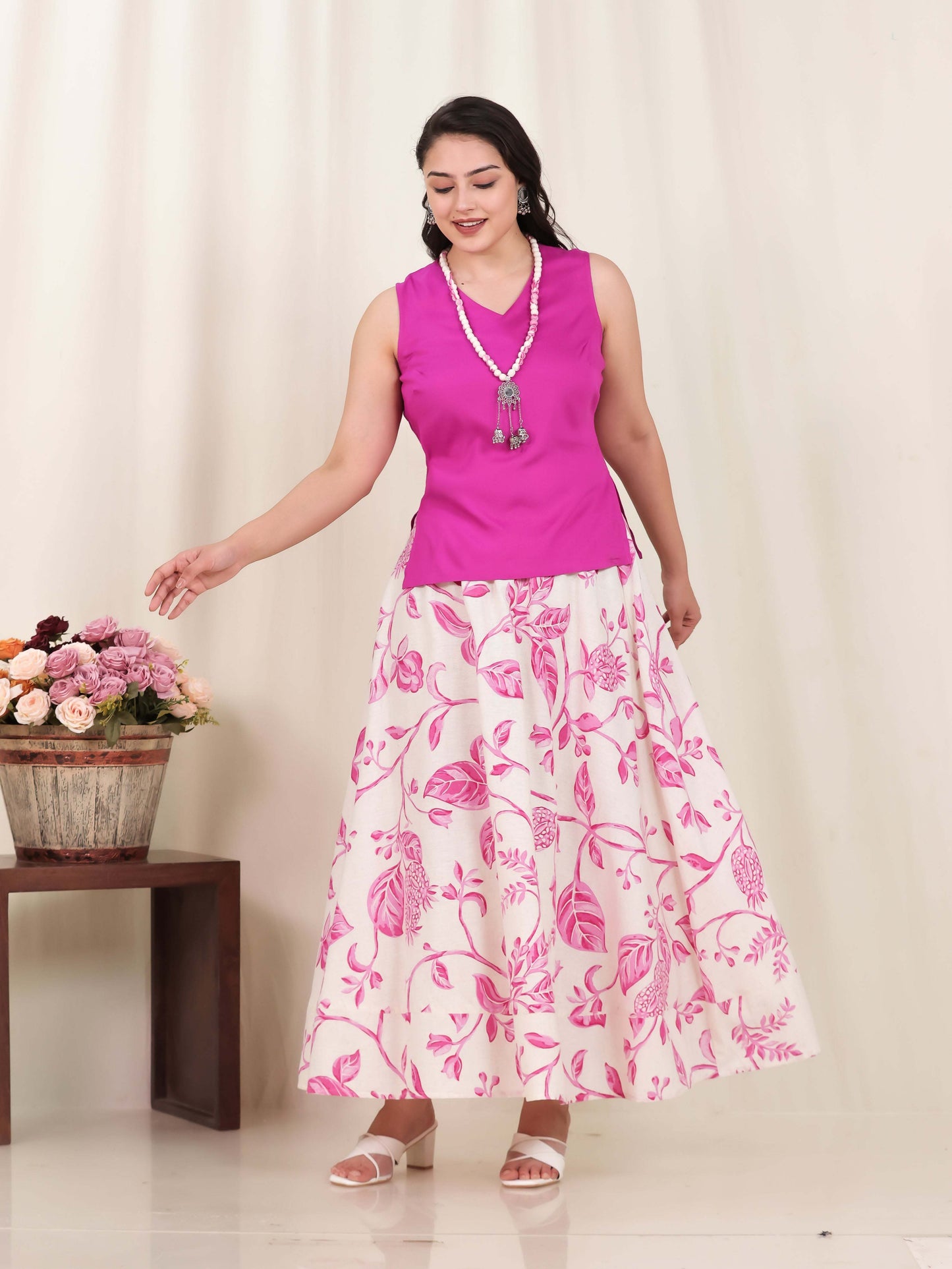 Viscose Solid Straight Pink Kurta