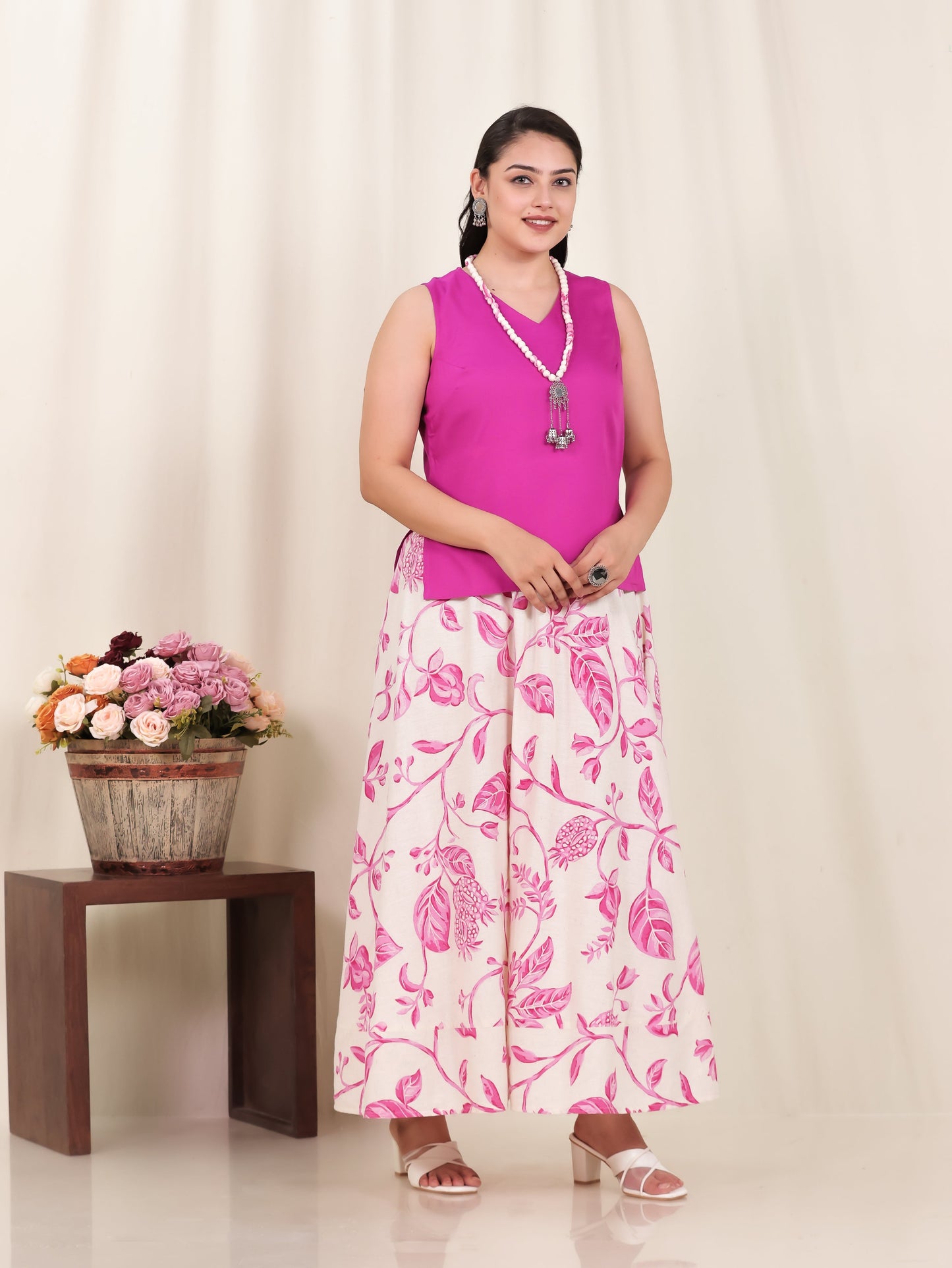 Viscose Solid Straight Pink Kurta