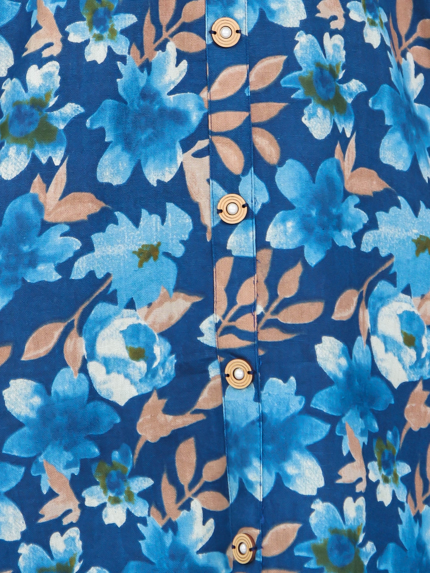 Soft Cotton Floral A-line Blue Dress