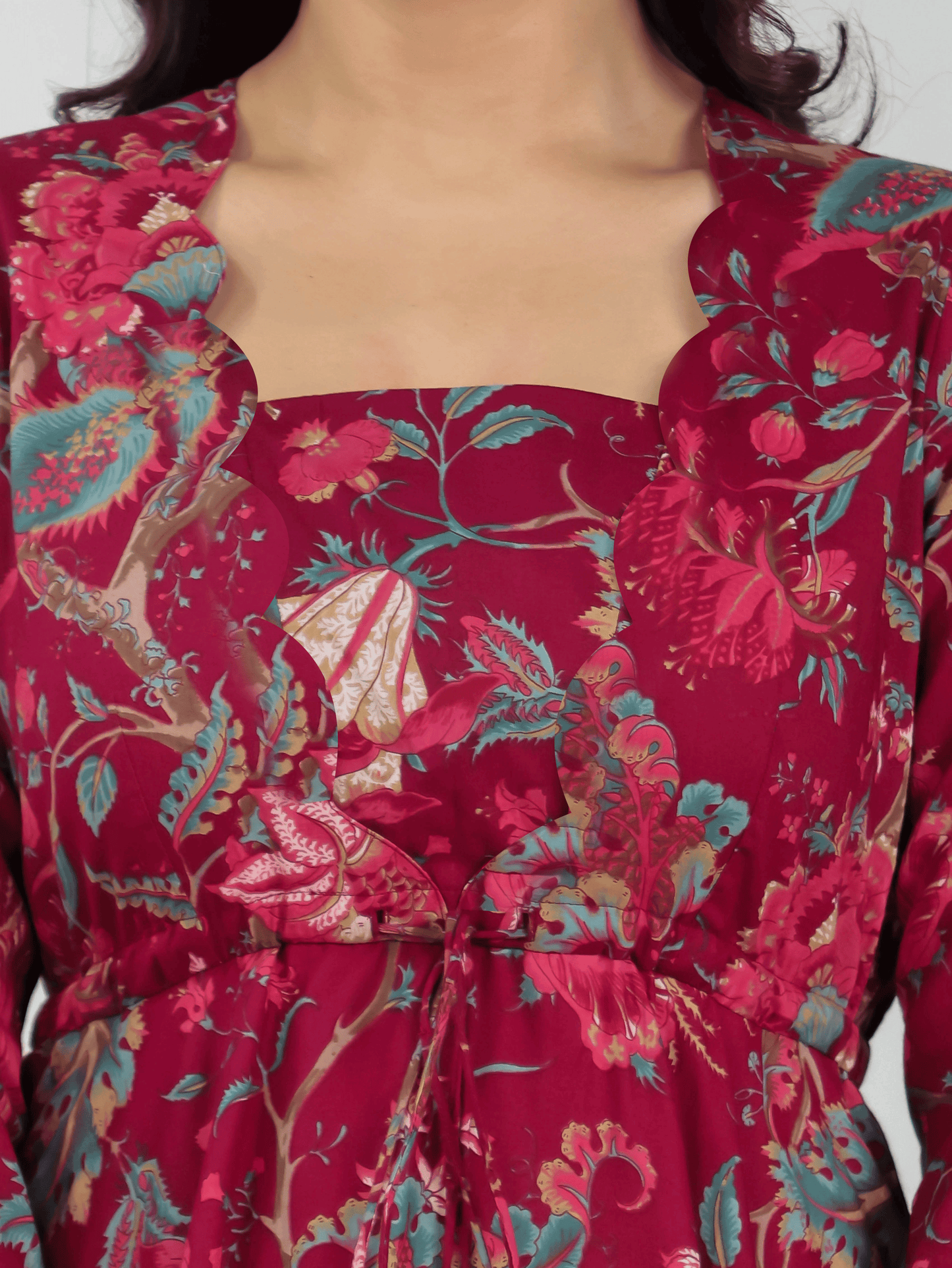Soft Cotton Floral Anarkali Maroon Dress