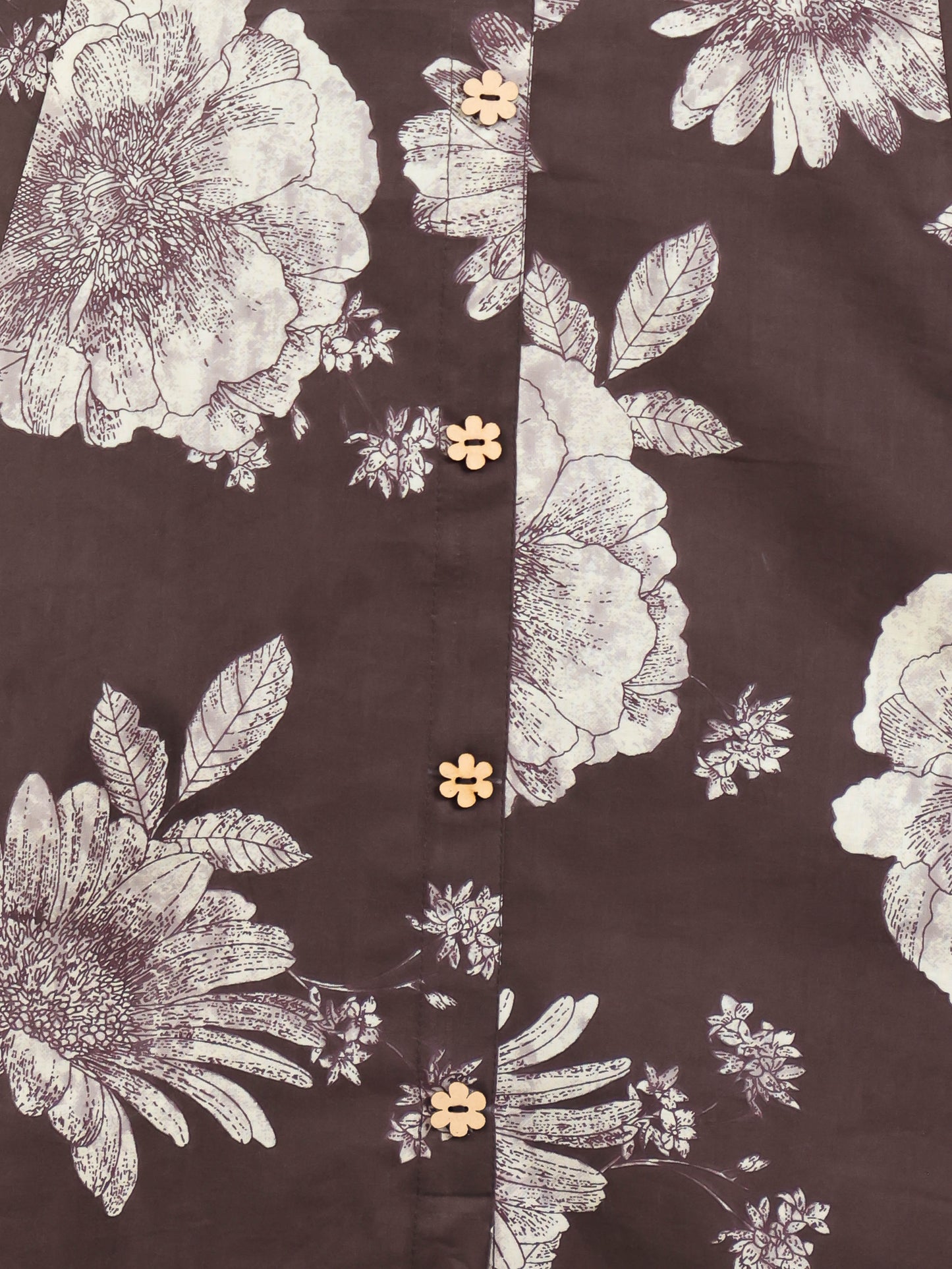 Soft Cotton Floral High Low Brown Kurta