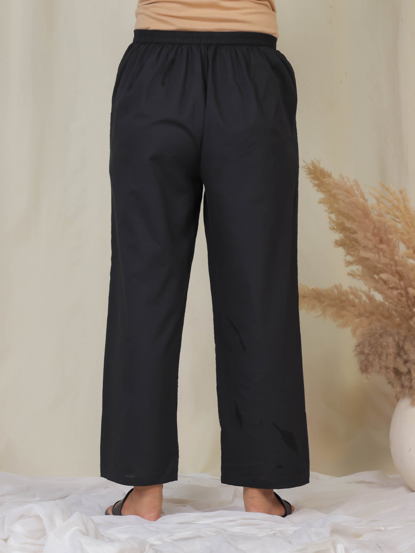 Soft Cotton Floral Pathani Black Kurta
