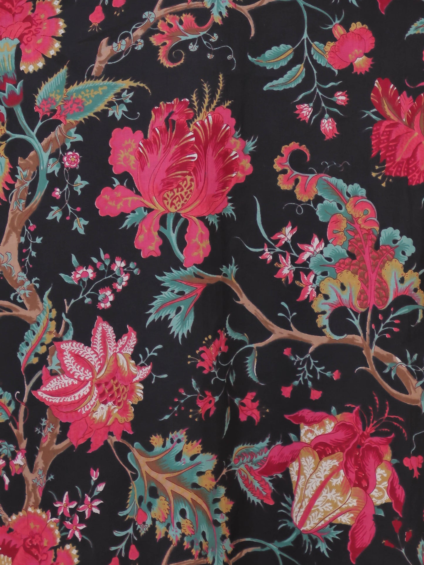 Soft Cotton Floral Pathani Black Kurta