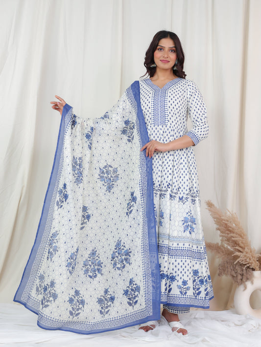Cotton Voile Butti Off White Dupatta