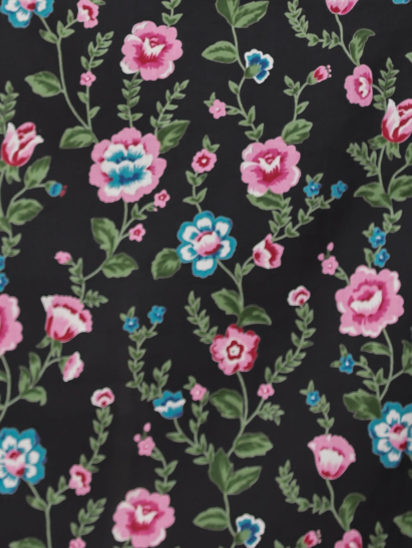 Embroidered Soft Cotton Floral Panelled Black Kurta