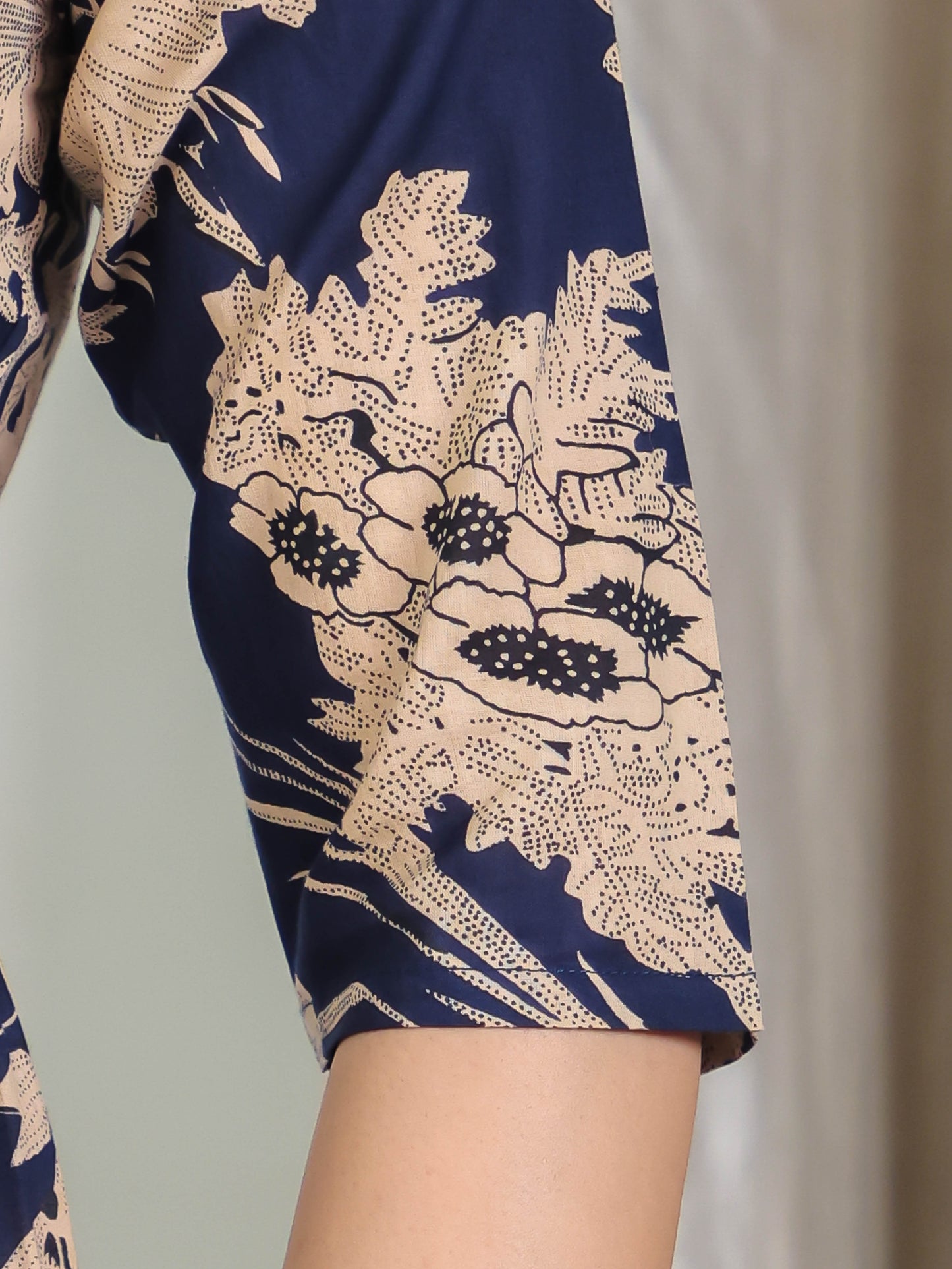 Soft Cotton Floral A-line Blue Dress