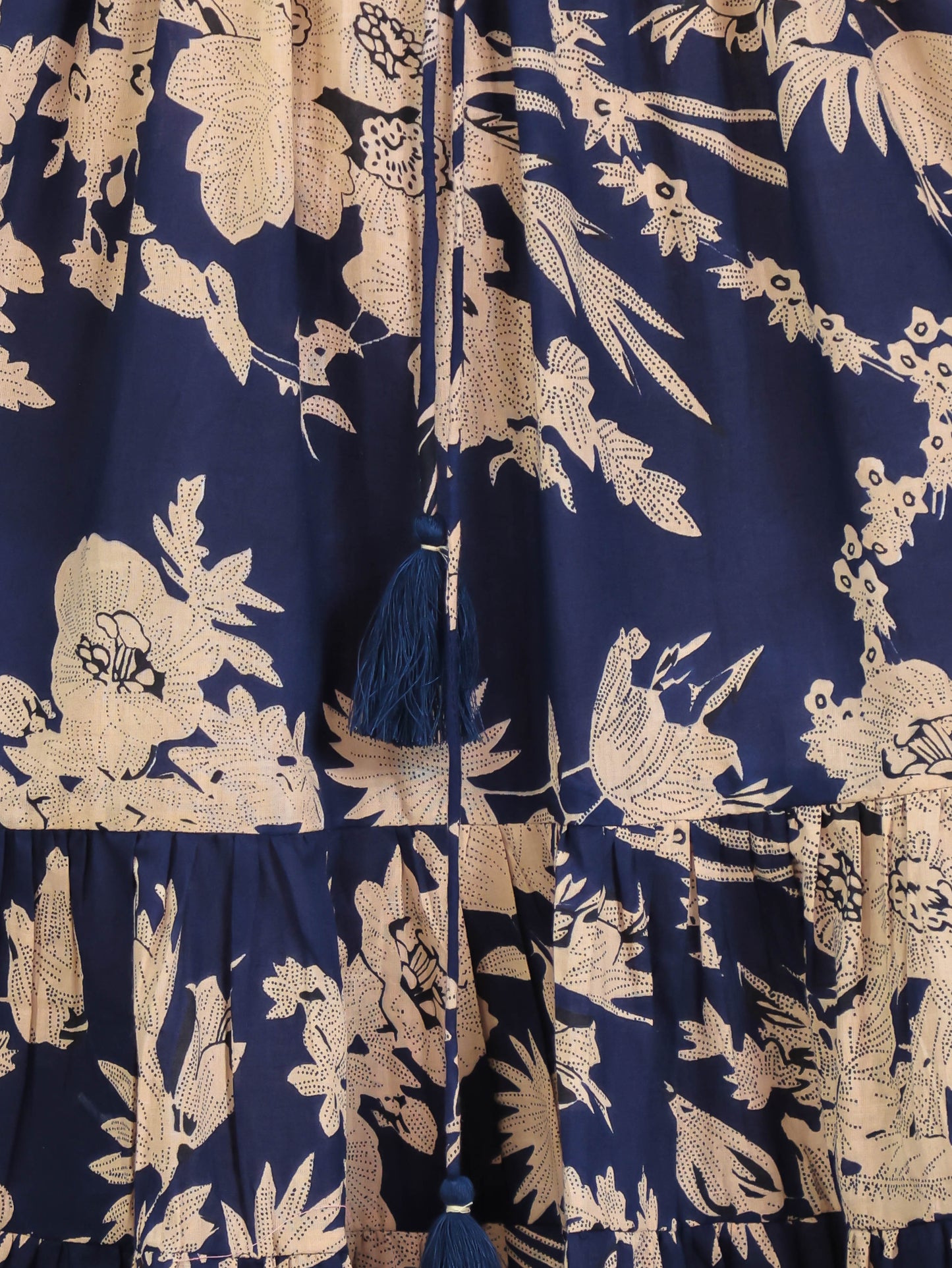 Soft Cotton Floral A-line Blue Dress