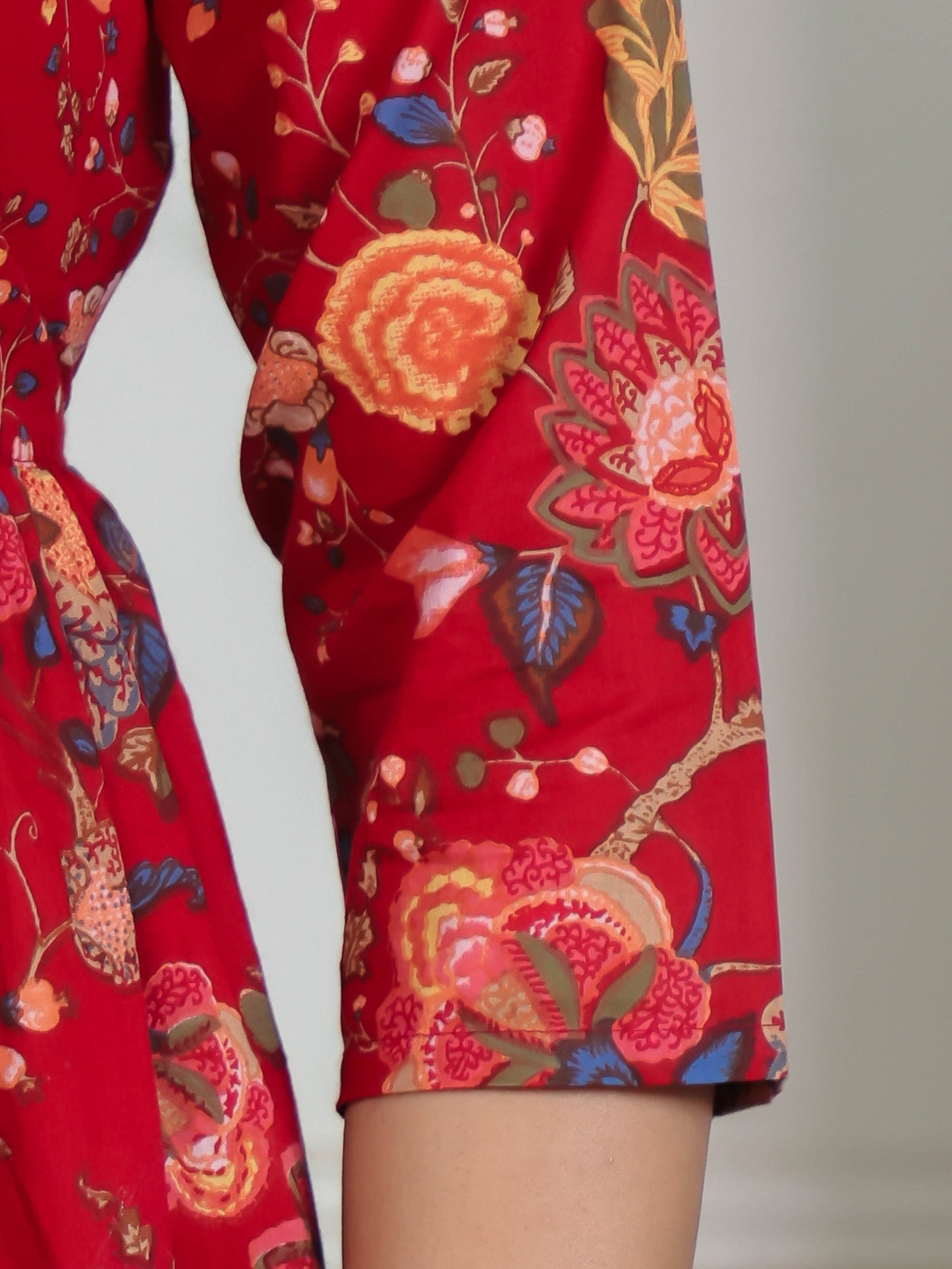 Soft Cotton Floral Kalidar Maroon Dress