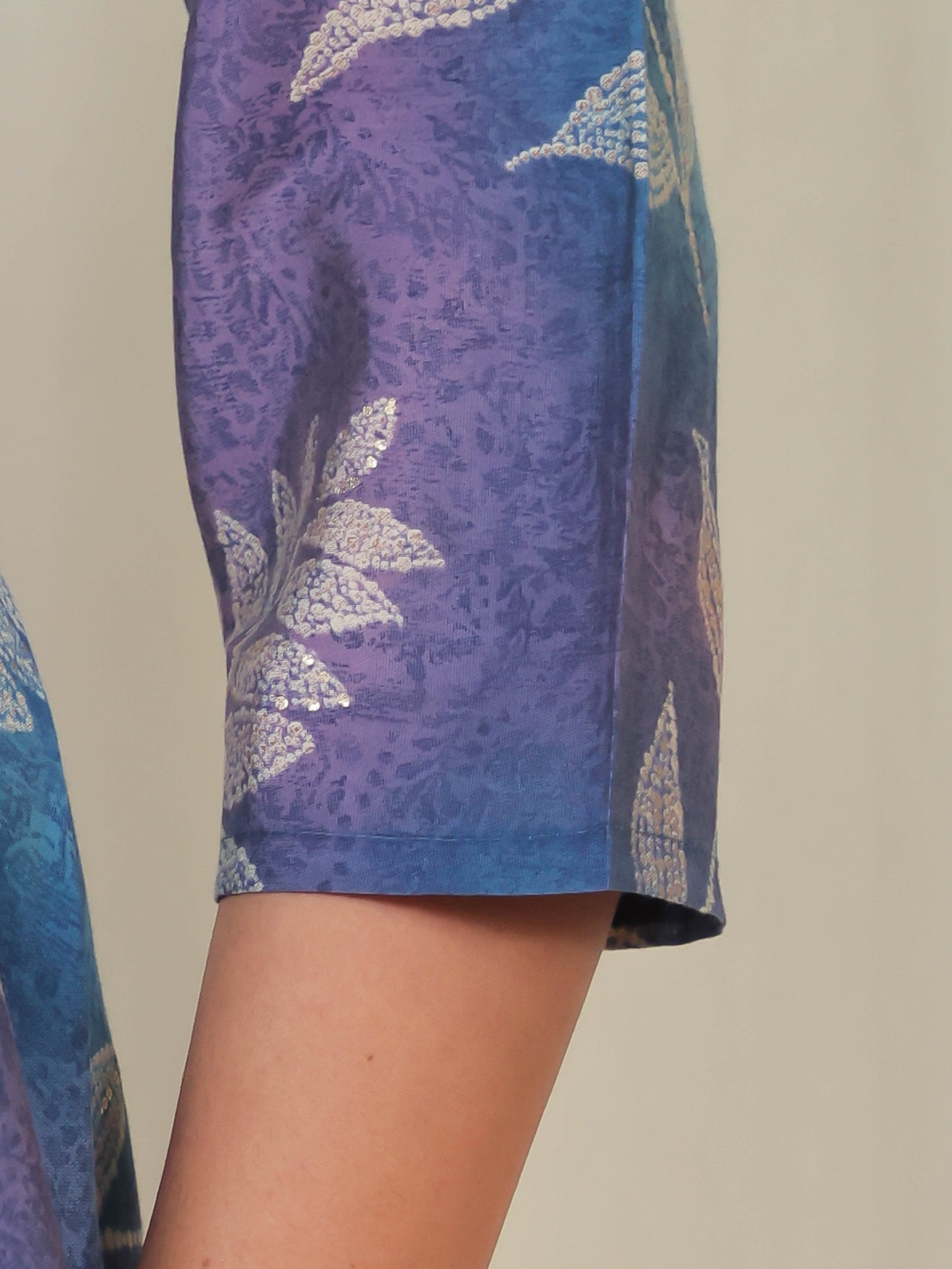 Muslin Floral Anarkali Blue Dress