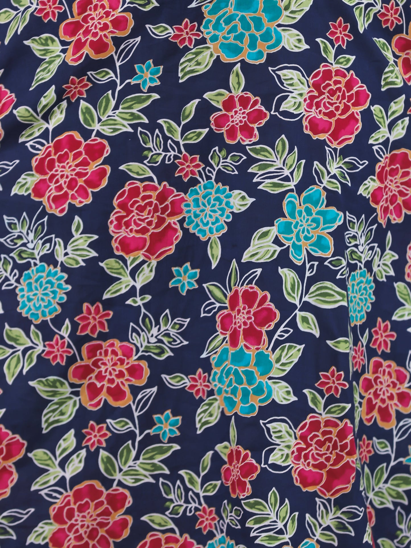 Soft Cotton Floral Flared Blue Dress