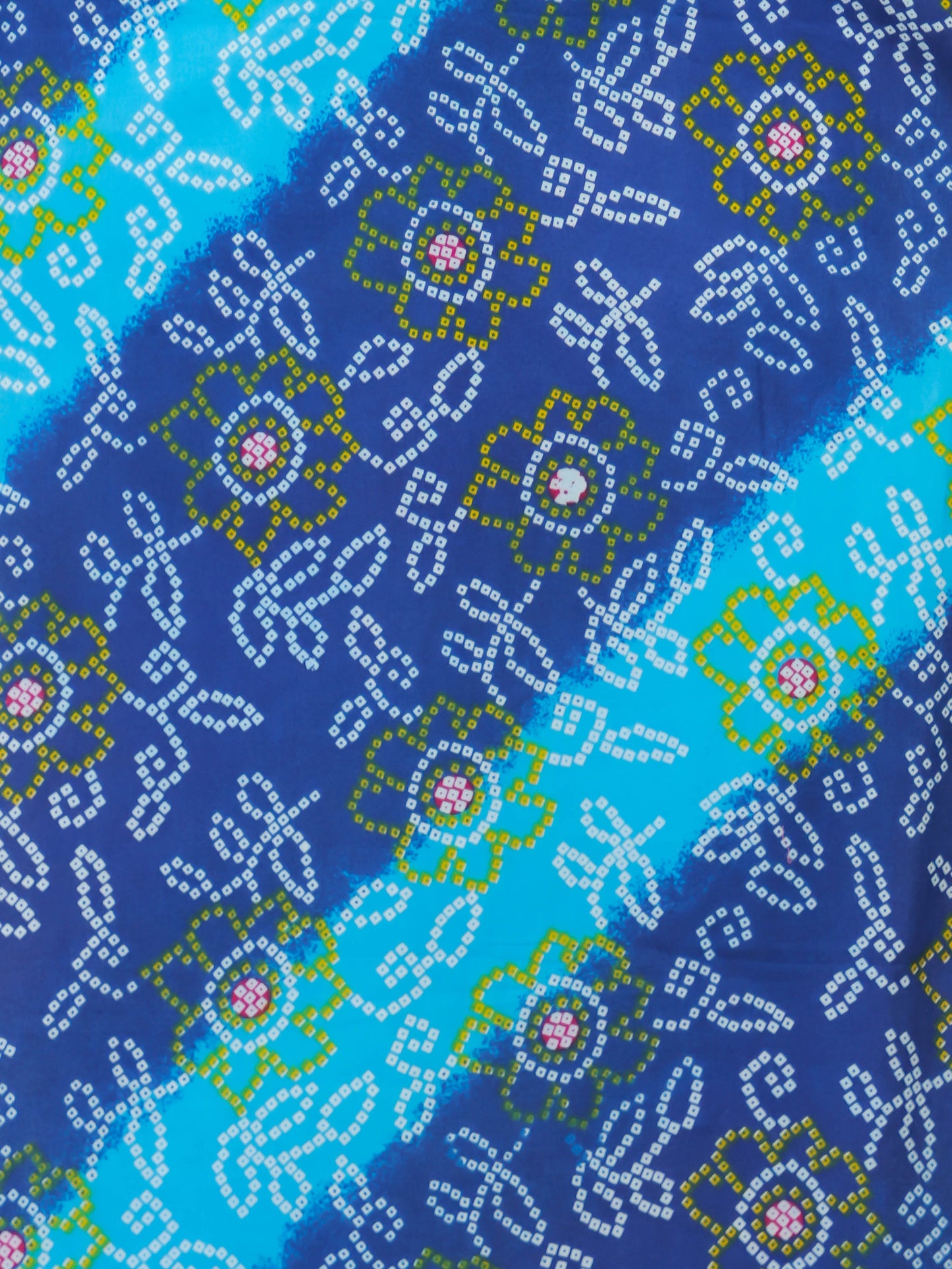 Soft Cotton Bandhani Straight Blue Kurta