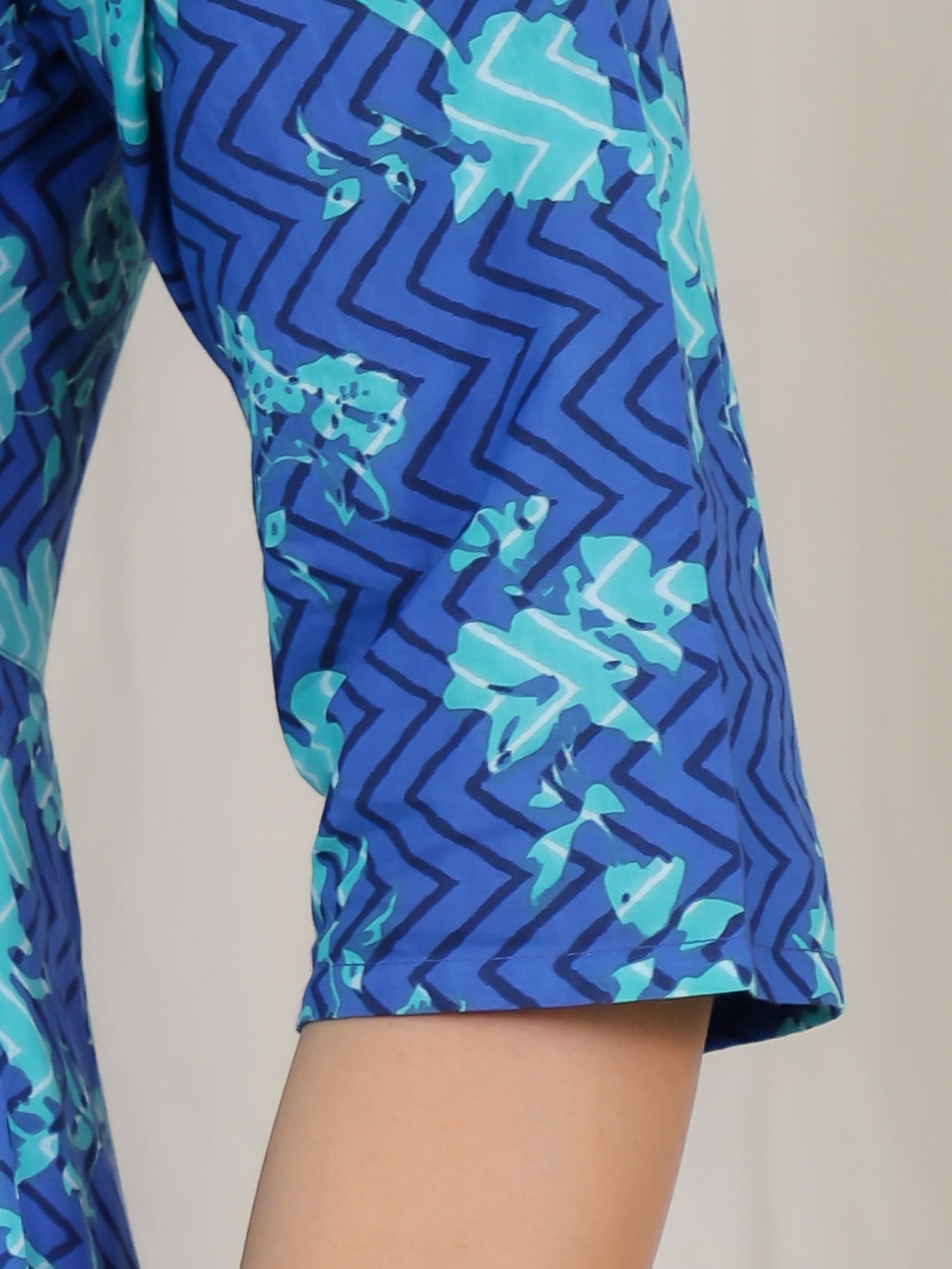 Soft Cotton Floral Flared Blue Kurta