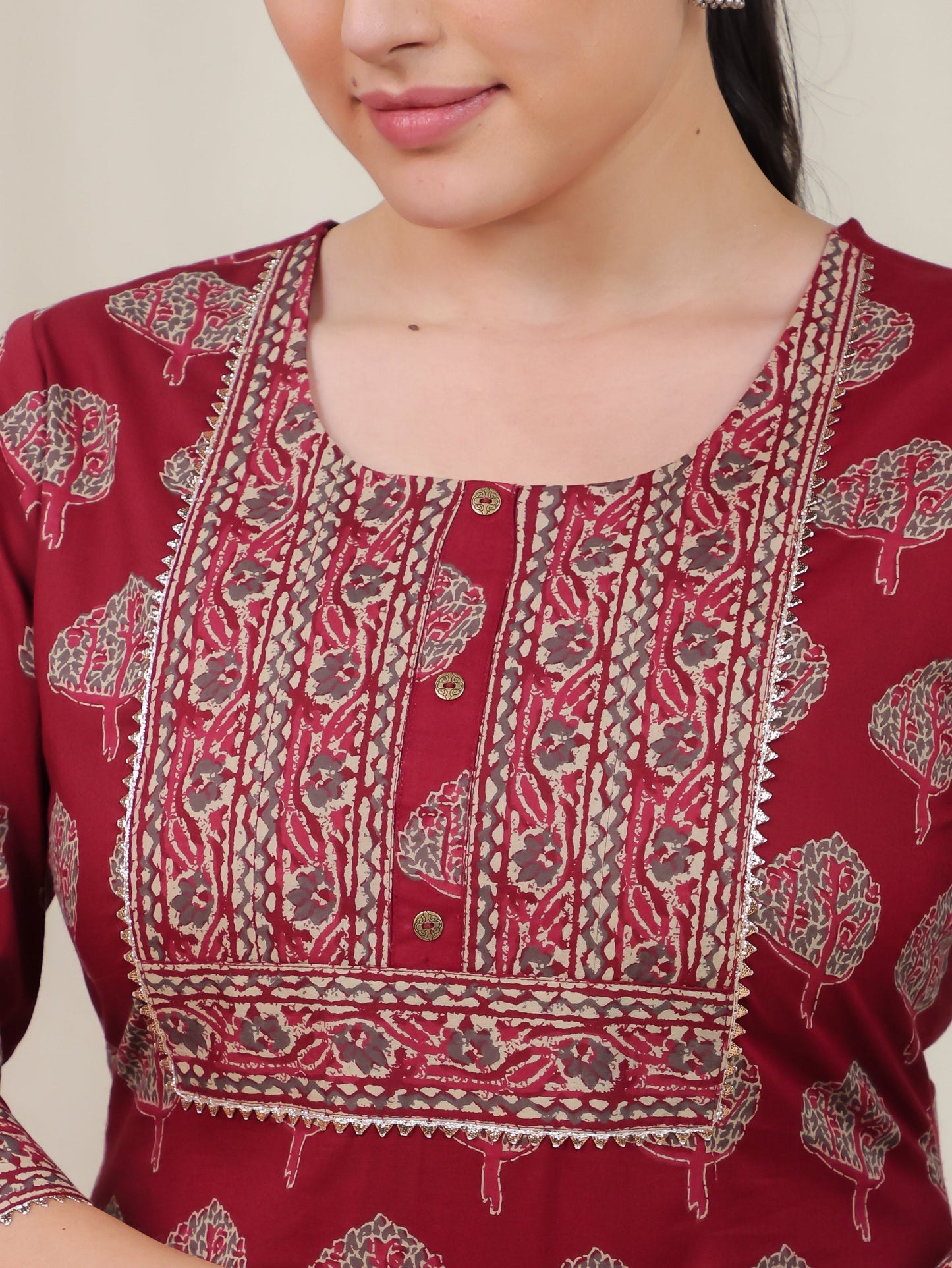 Soft Cotton Butta Straight Rust Kurta