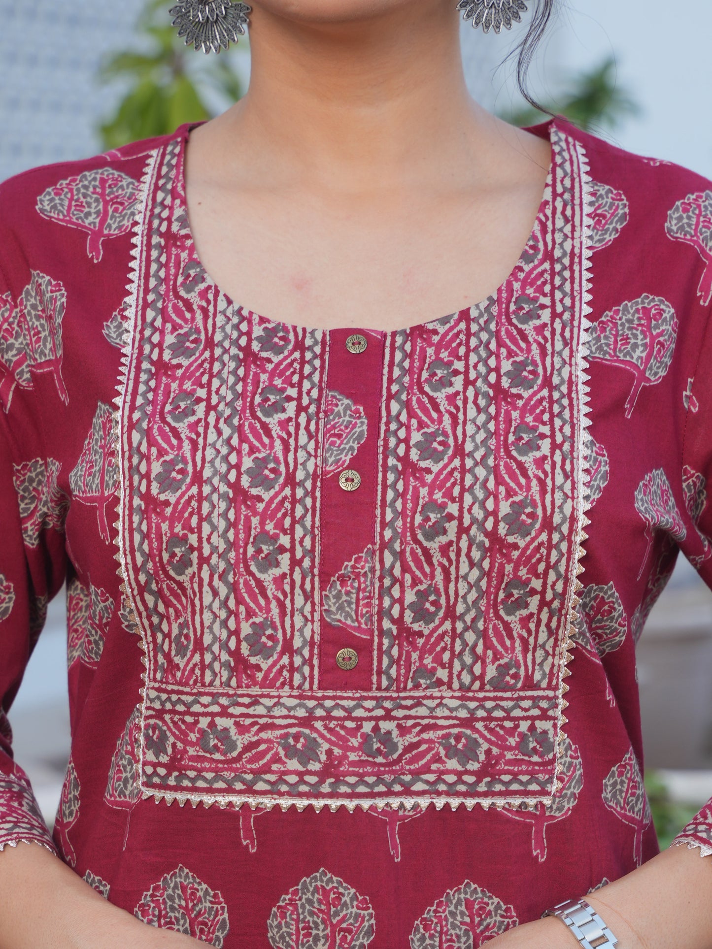 Soft Cotton Butta Straight Rust Kurta