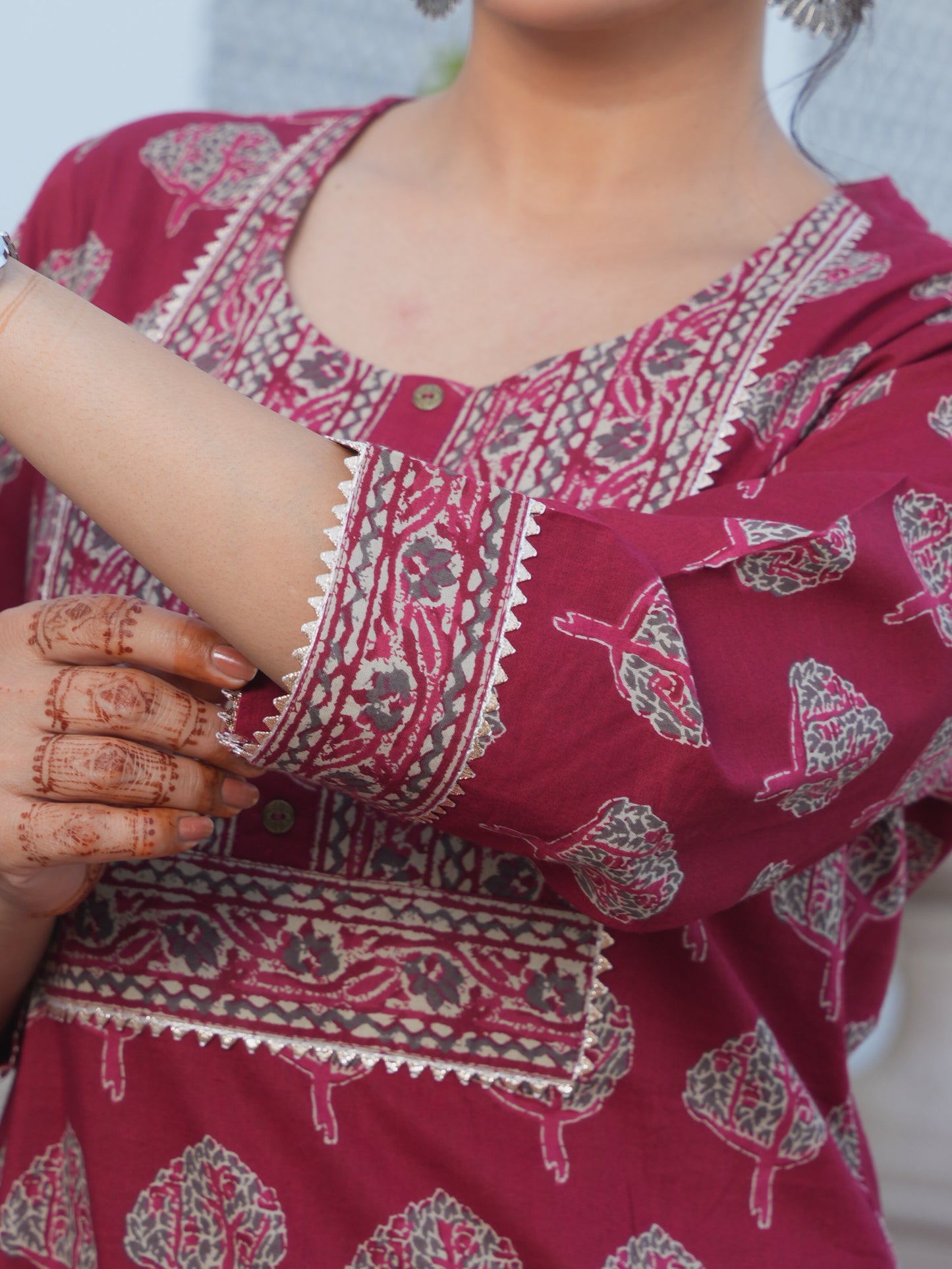 Soft Cotton Butta Straight Rust Kurta