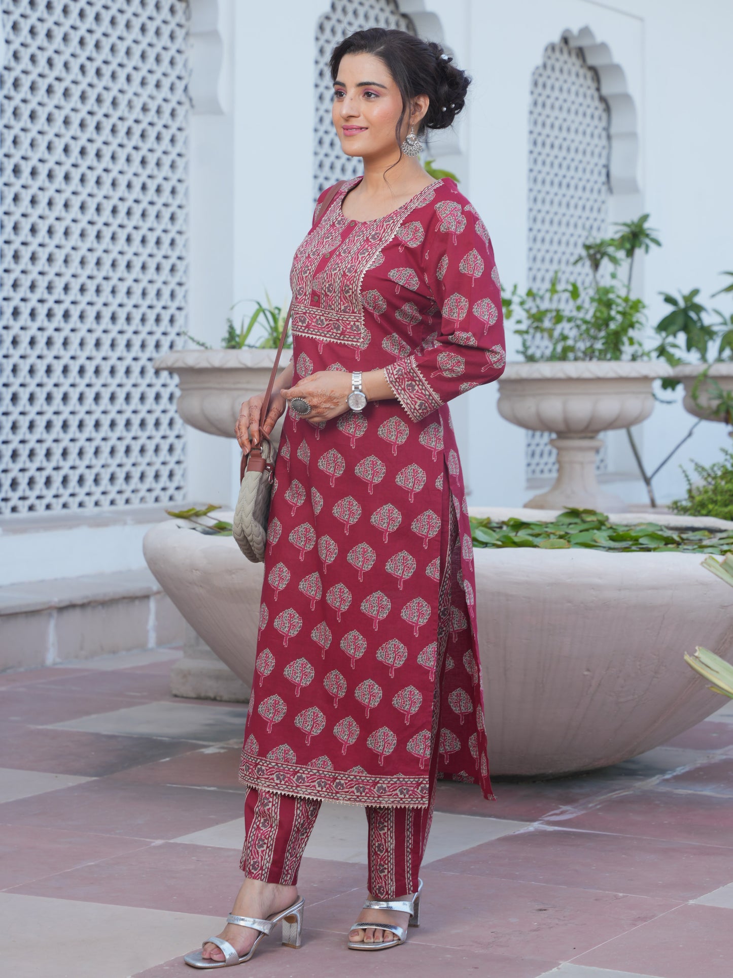 Soft Cotton Butta Straight Rust Kurta