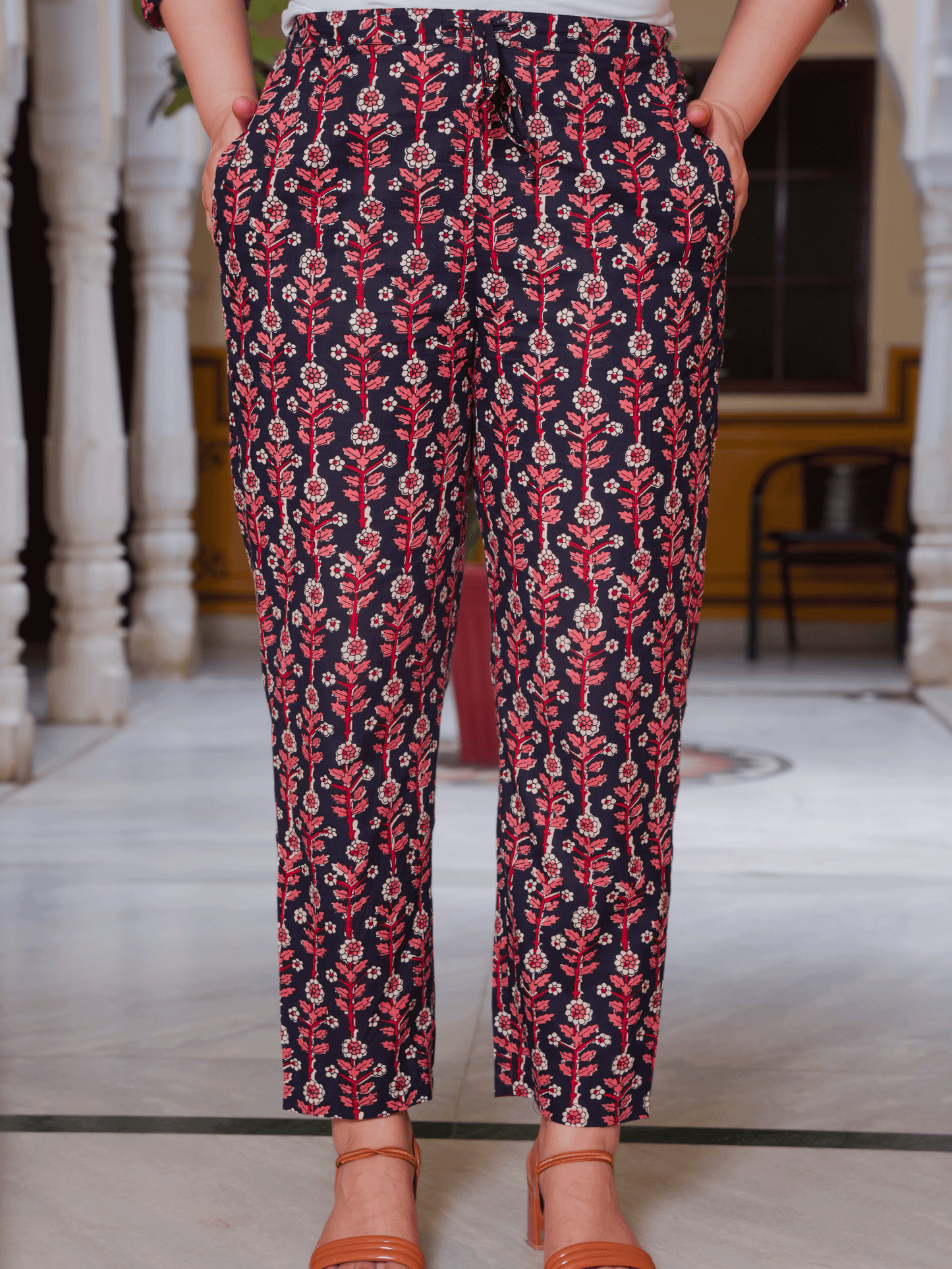 Soft Cotton Floral Straight Blue Kurta